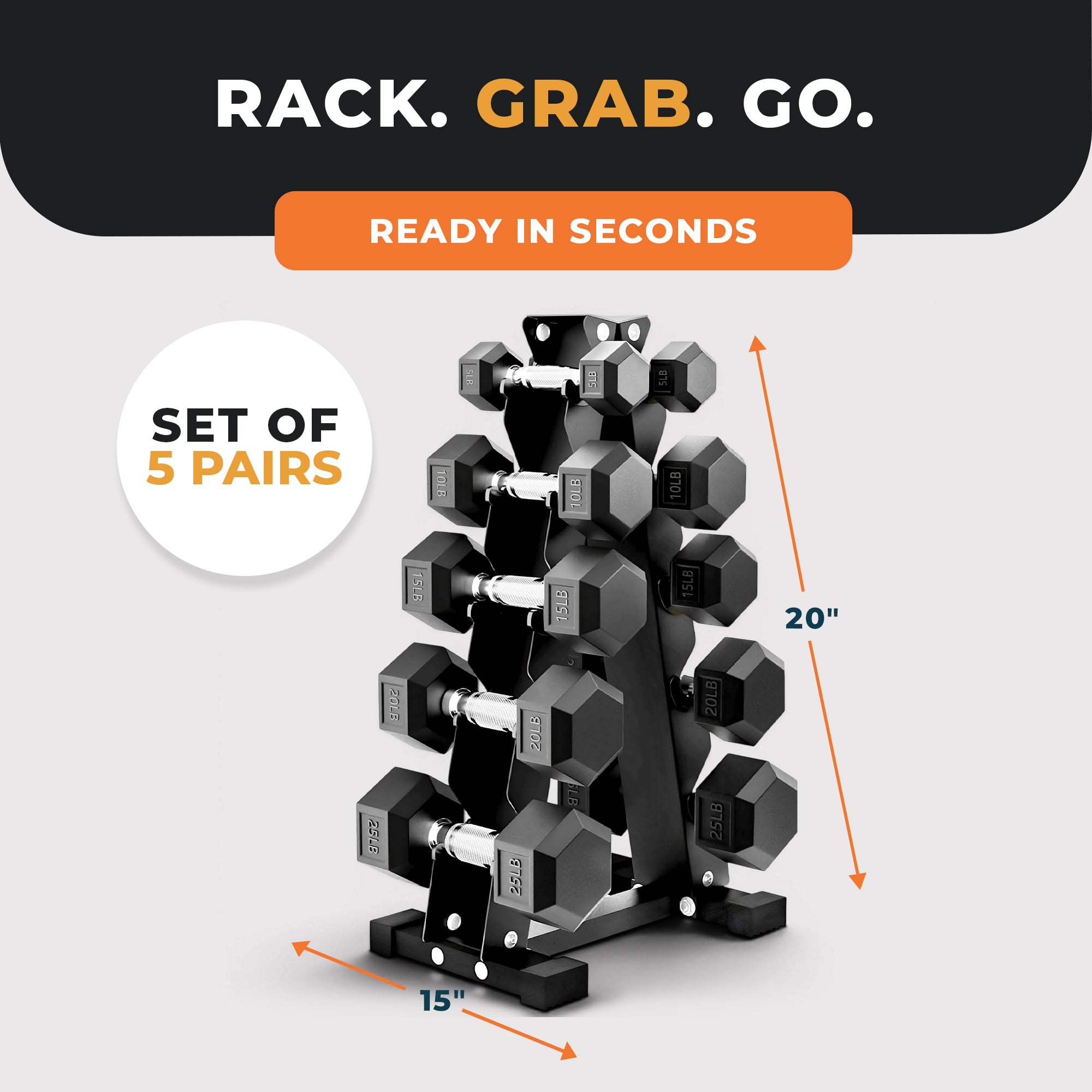 BalanceFrom Dumbbell Set with Stand, Rubber Encased Home Gym Hand Weights, 150lb