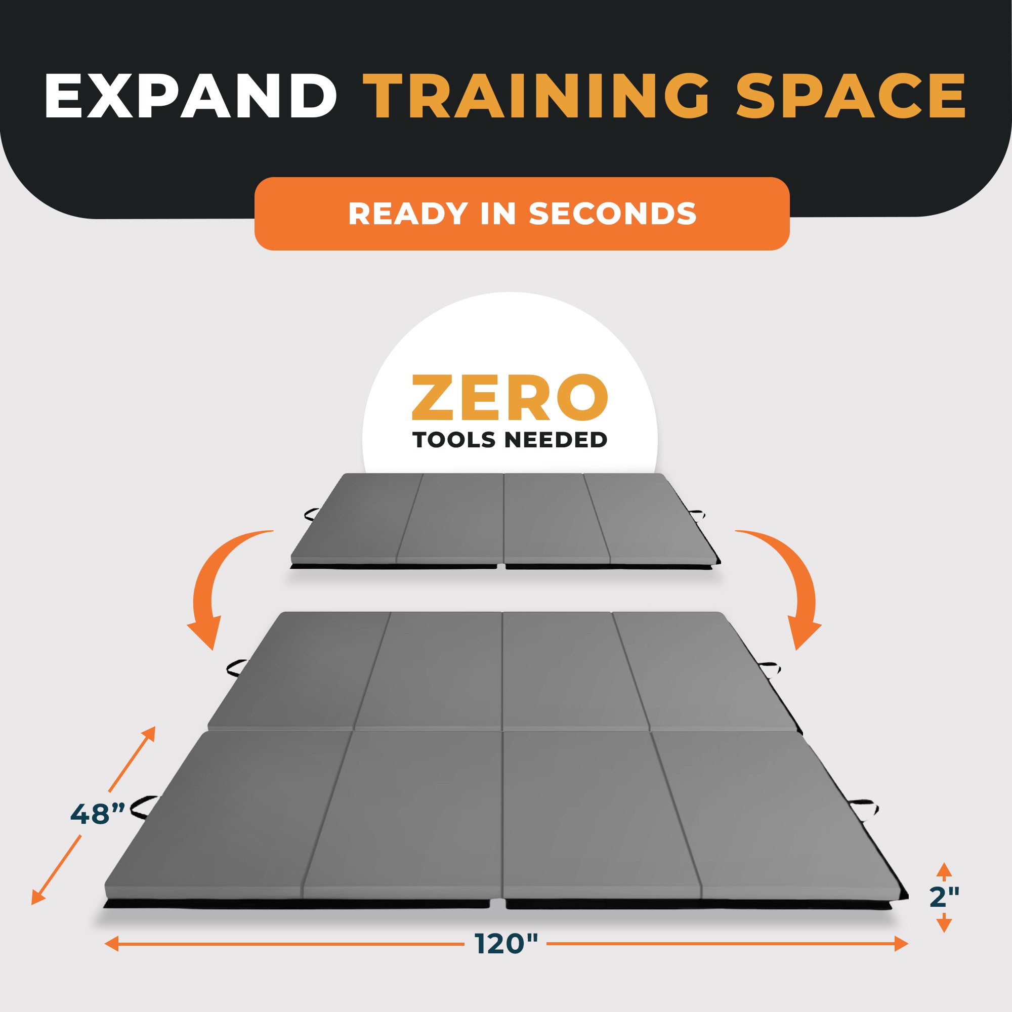 BalanceFrom GoGym 120x48in All Purpose Folding Gymnastics Mat, Gray (Open Box)