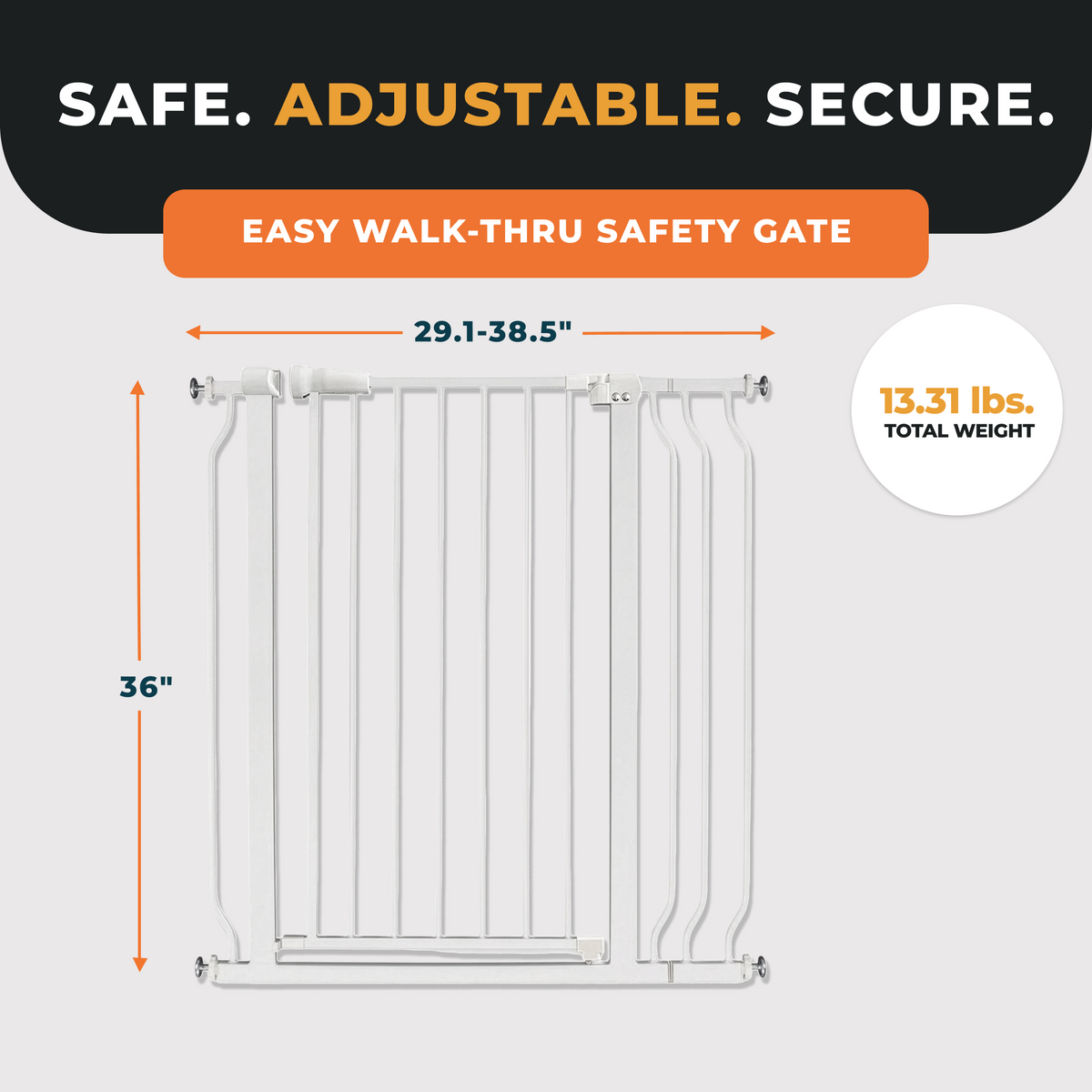 BalanceFrom Walk Thru Safety Gate, Fits 29.1-38.5" Openings, 36” Tall (Open Box)