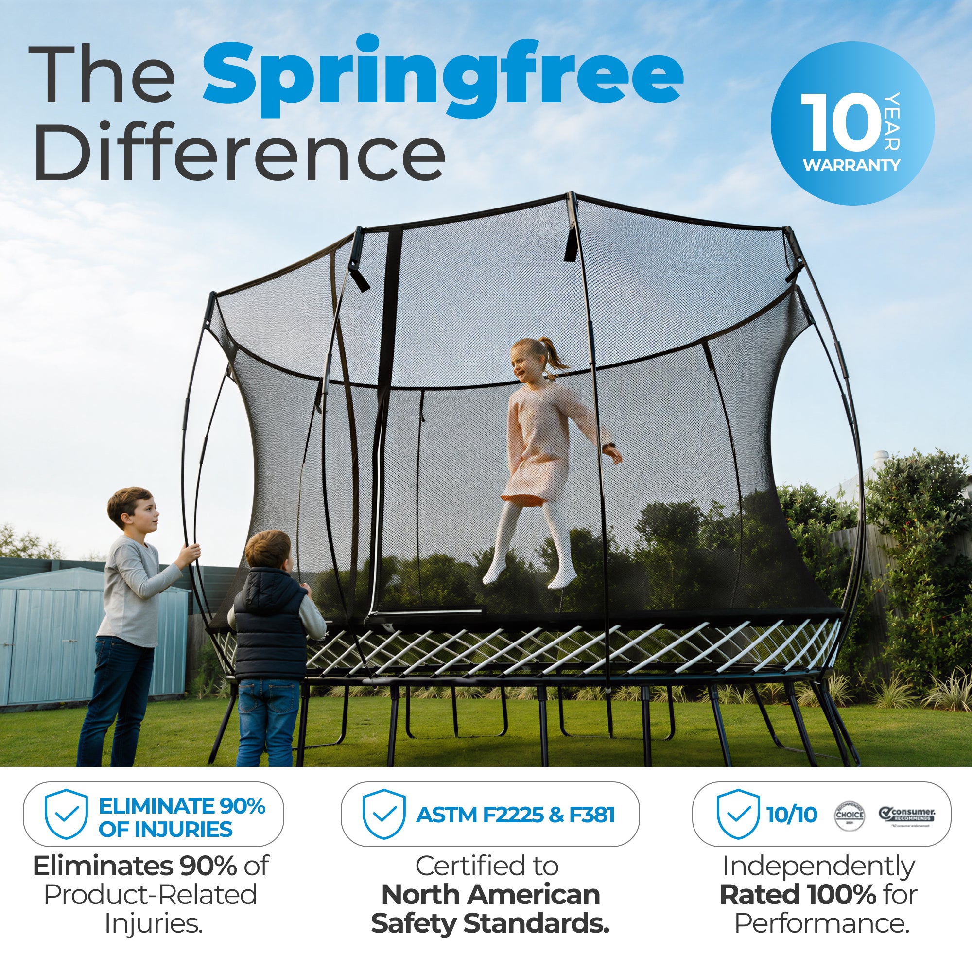 Springfree 6' x 9' Compact Backyard Trampoline w/ FlexiNet and Soft Edge (Used)