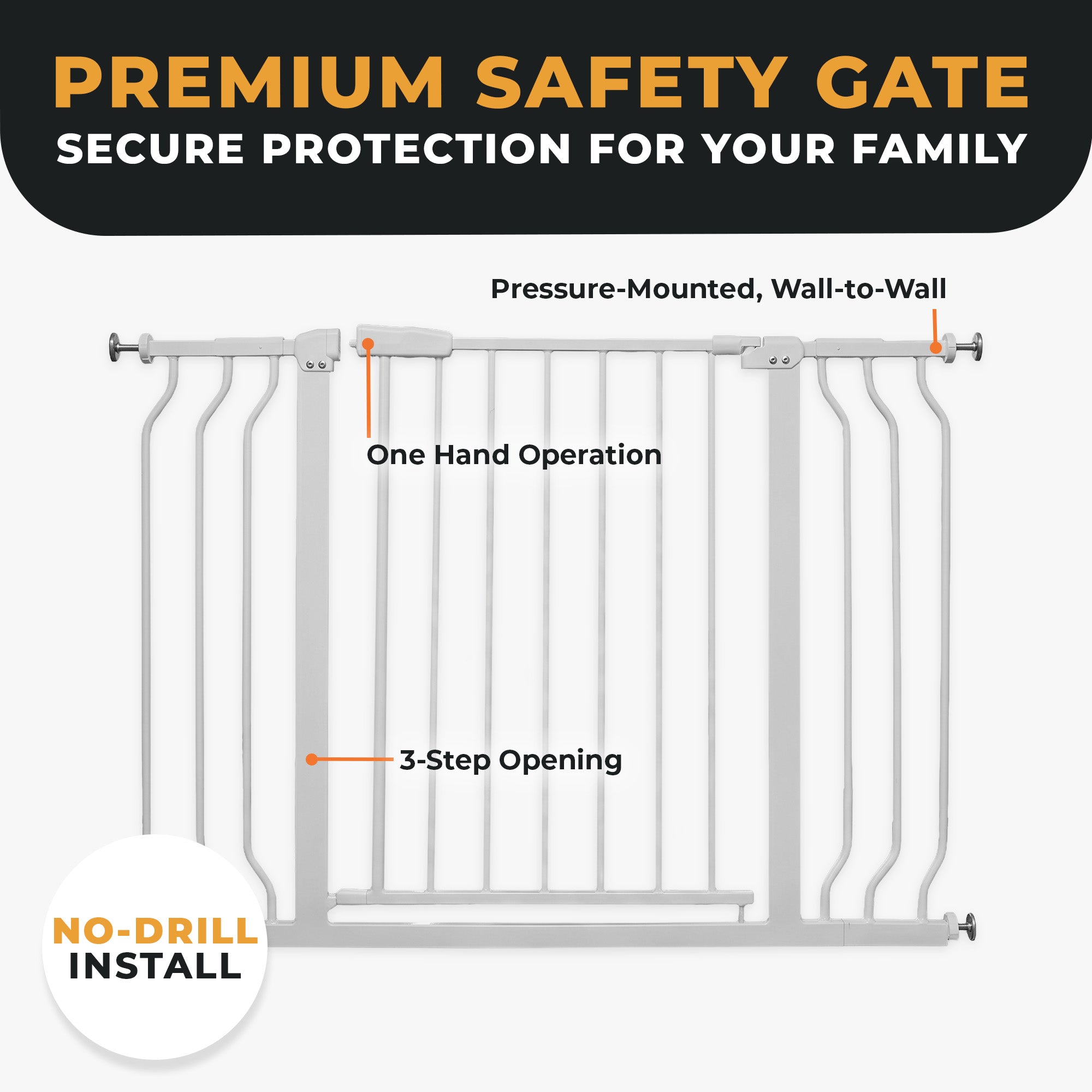 BalanceFrom Walk-Thru Safety Gate for Baby and Pets, 29.1-38.5"W, 30"H, White
