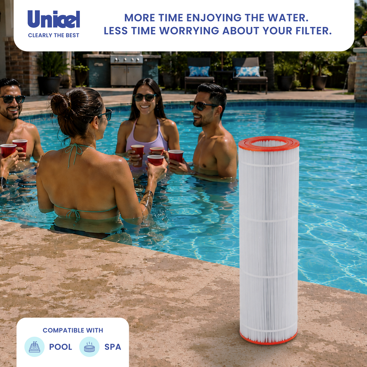 Unicel C-9415 Replacement 150 Sq Ft Swimming Pool Filter Cartridge, 175 Pleats - VMInnovations