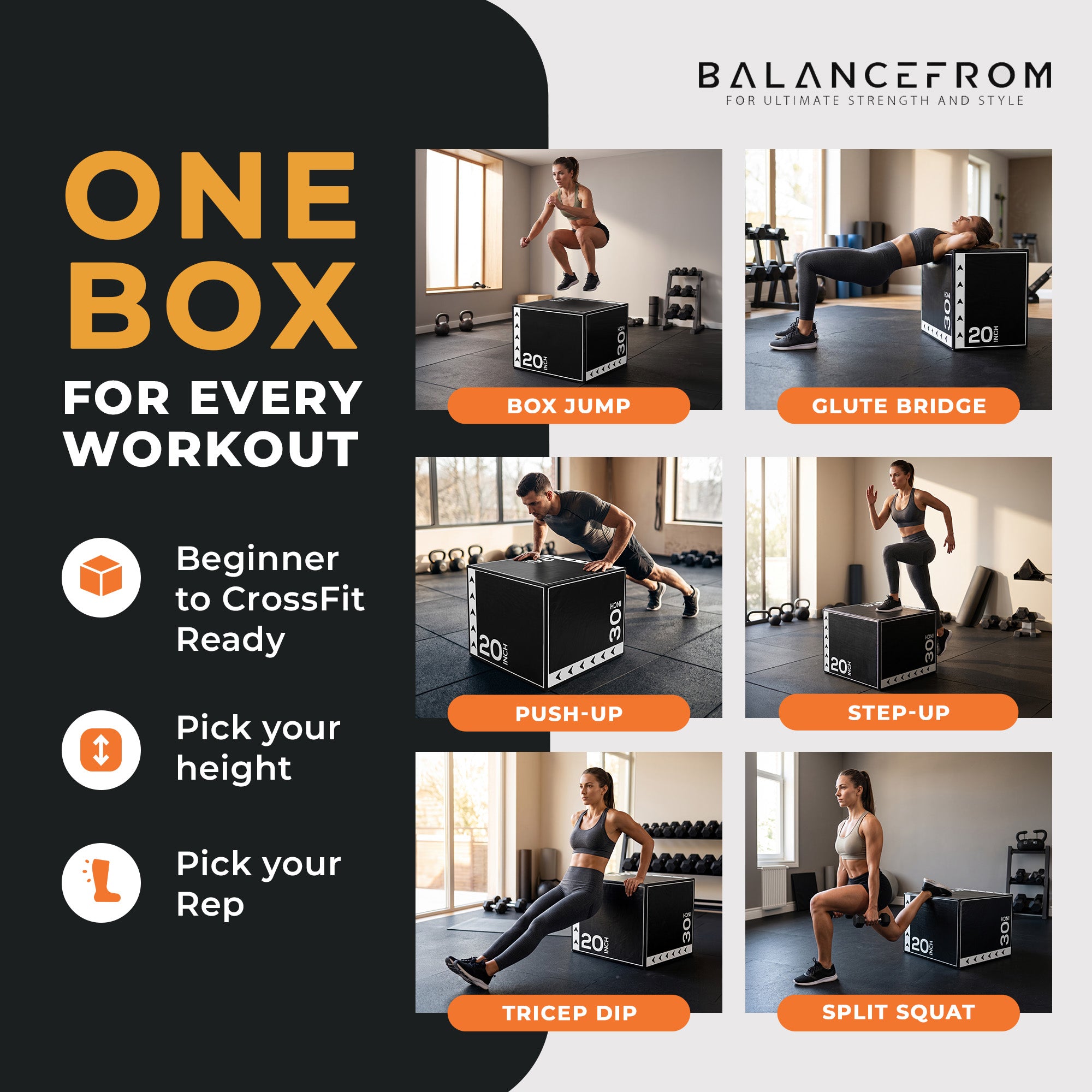 BalanceFrom Fitness 16 Pound Versatile 3-in-1 Plyometric Jumping Exercise Box