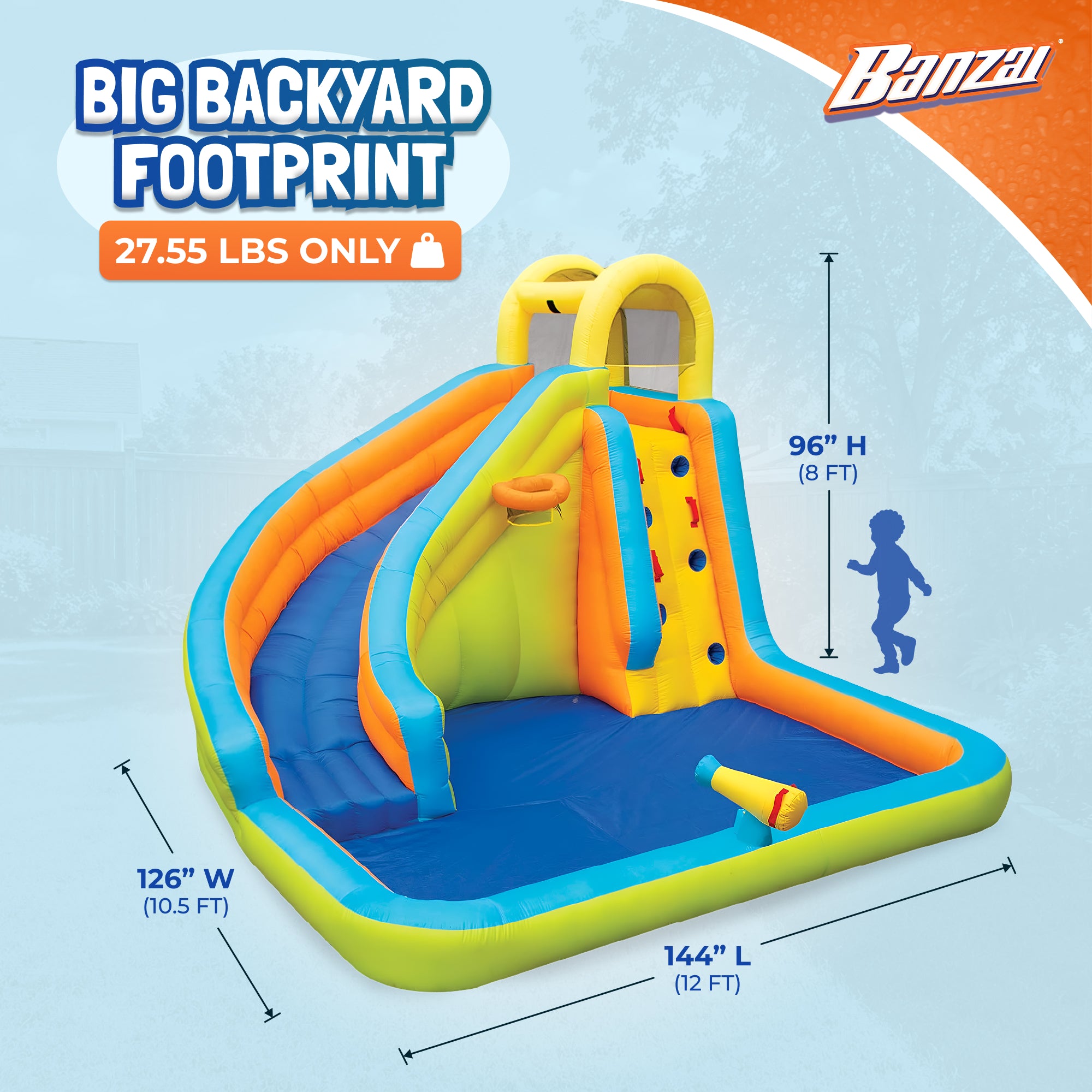 Banzai Splash 'N Blast Kids Inflatable Water Slide Splash Park (Damaged)