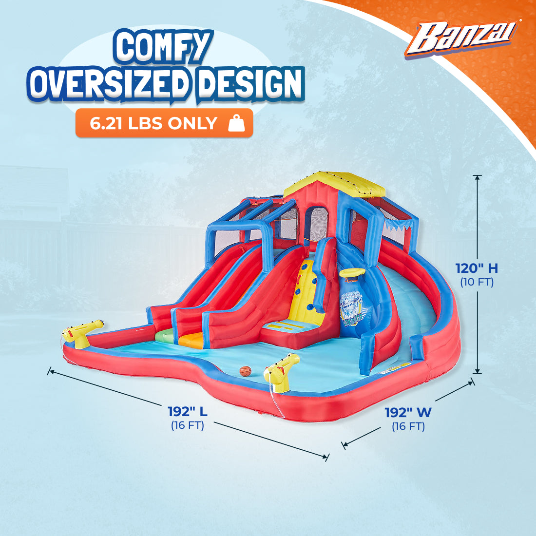 Banzai Hydro Blast Inflatable Water Park w/ Slides & Water Cannons (Open Box)