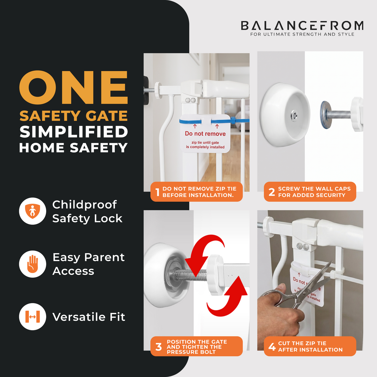 BalanceFrom Walk Thru Safety Gate, Fits 29.1-38.5" Openings, 36” Tall (Open Box)