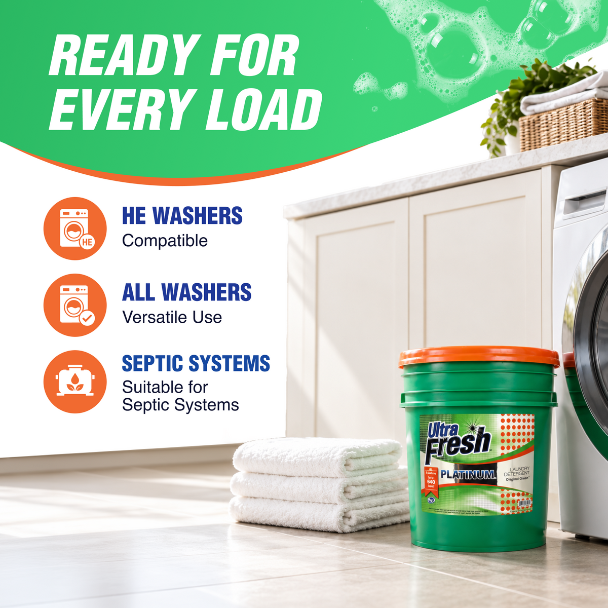 Ultra Fresh 3X Platinum 5 Gallon Laundry Detergent, Up to 640 Loads (2 Pack)