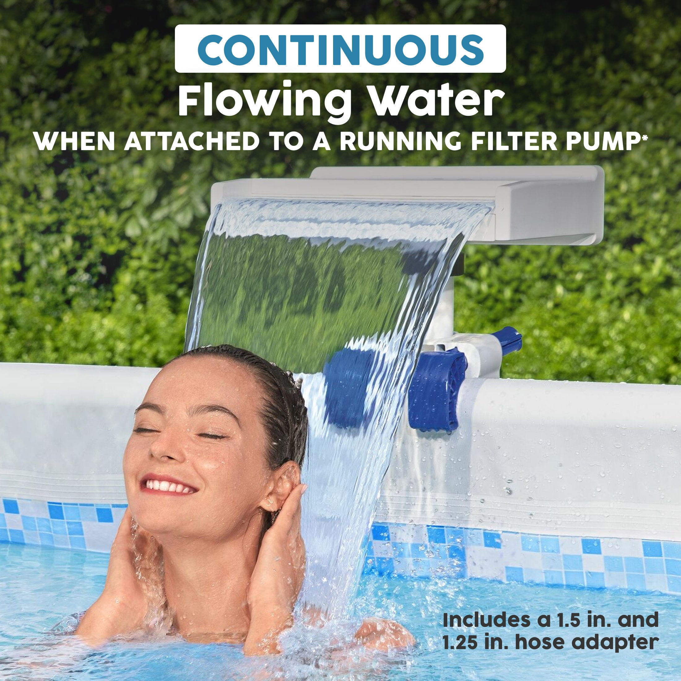 Bestway Multicolor LED Waterfall & 14'x8'x39.5" Above Ground Swimming Pool Set - VMInnovations