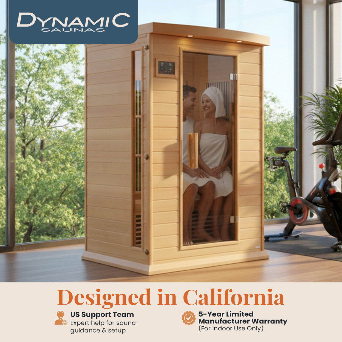 Dynamic Saunas Toulouse 2 Person Infrared Sauna w/Speakers, Canadian Hemlock - VMInnovations