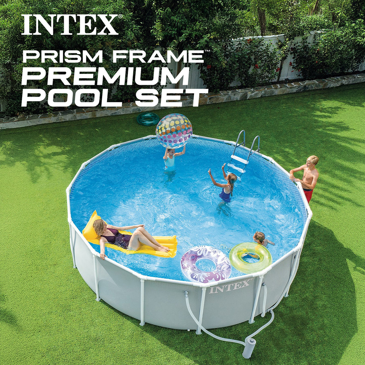 INTEX Prism Frame 15ft x 48in Premium Above Ground Pool Set with Filter Pump - VMInnovations