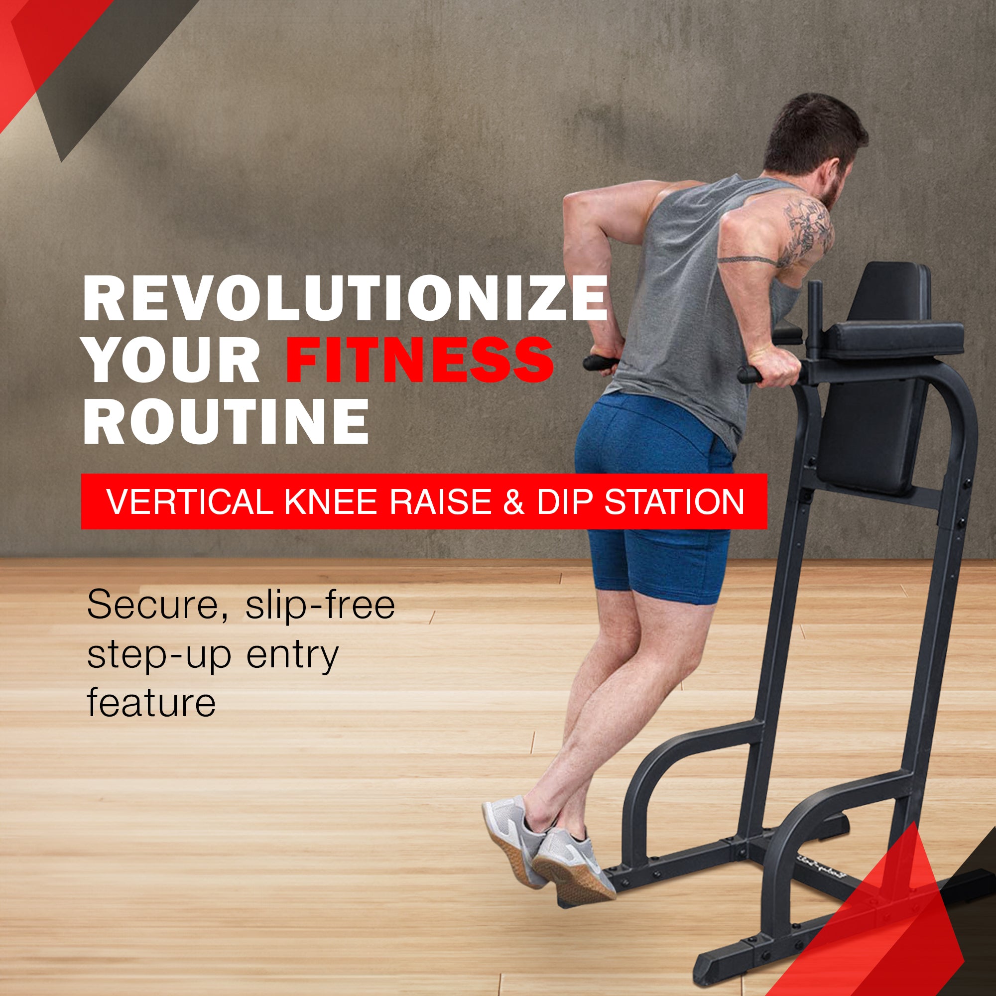 Body Solid Fitness Vertical Knee Raise and Dip Exercise Workout Station, Black - VMInnovations