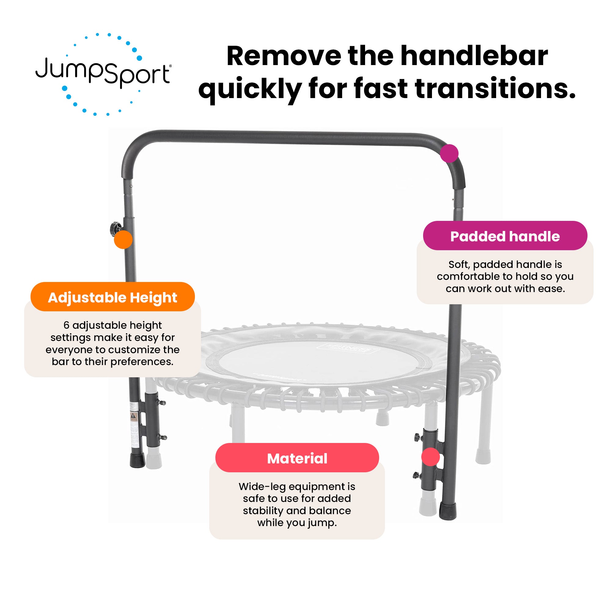 JumpSport Handle Bar Accessory for 39" Fitness Trampolines, Black (Open Box) - VMInnovations
