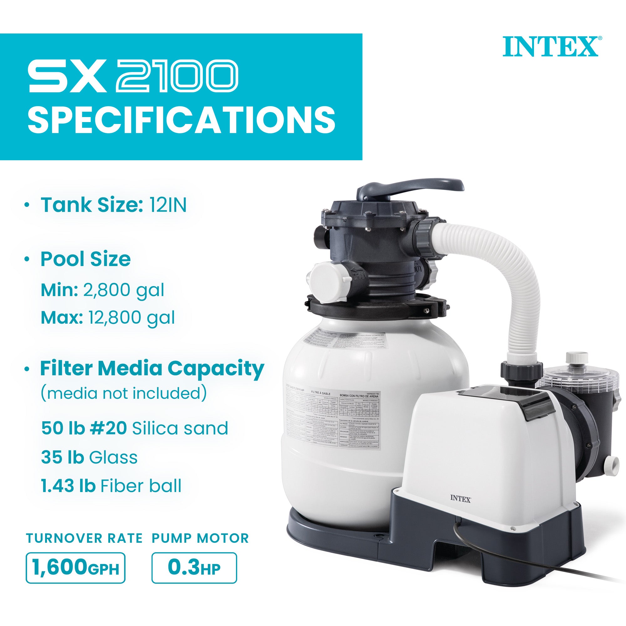 Intex Krystal Clear 2100GPH Sand Filter Pump & OptiFlow Premium Pool Filter Sand