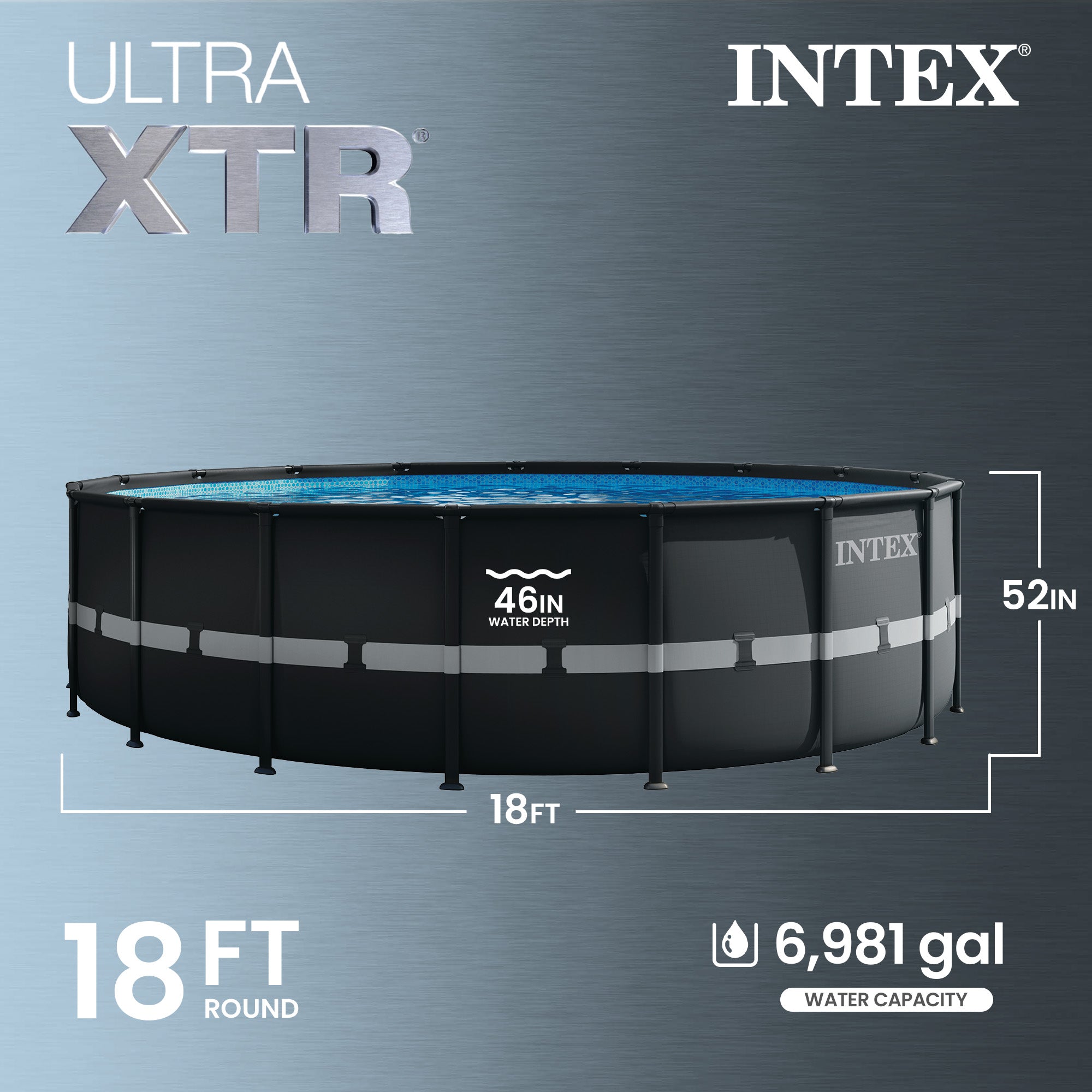 Intex 18Ft x 52In Ultra XTR Frame Round Above Ground Swimming Pool Set with Pump