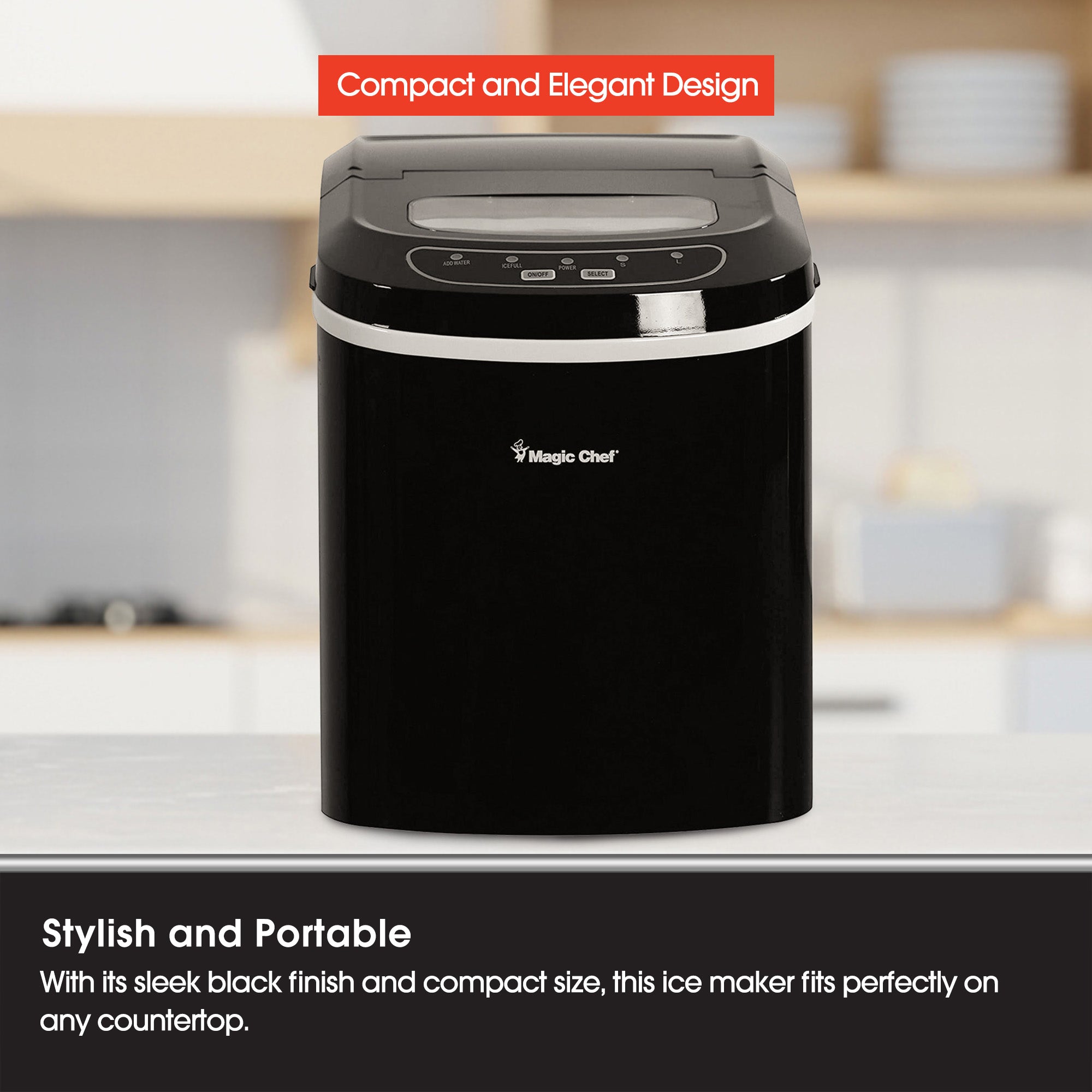 Magic Chef Portable Home Countertop Ice Maker, 27 Pounds Per Day (Open Box)