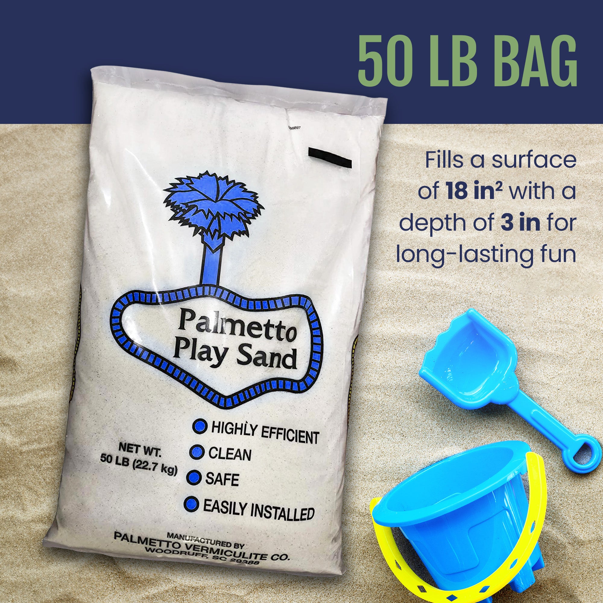 Palmetto 2 Pack Natural Play Sand for Sand Box, Play Areas, Home, 50 LB, Creme - VMInnovations