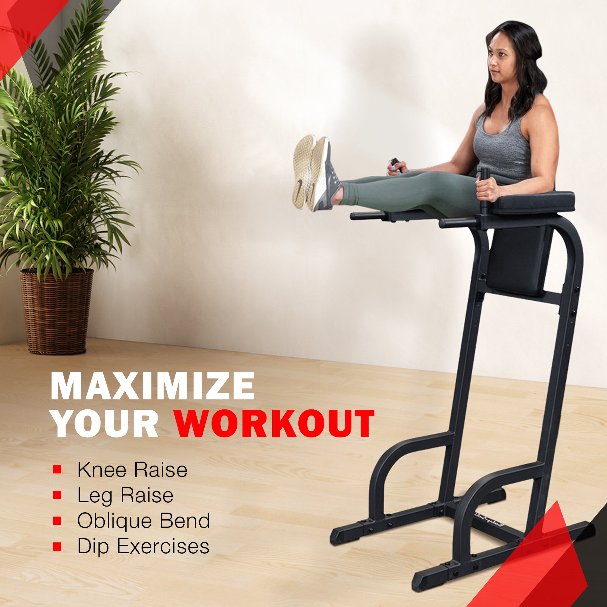 Body Solid Fitness Vertical Knee Raise and Dip Exercise Workout Station, Black - VMInnovations
