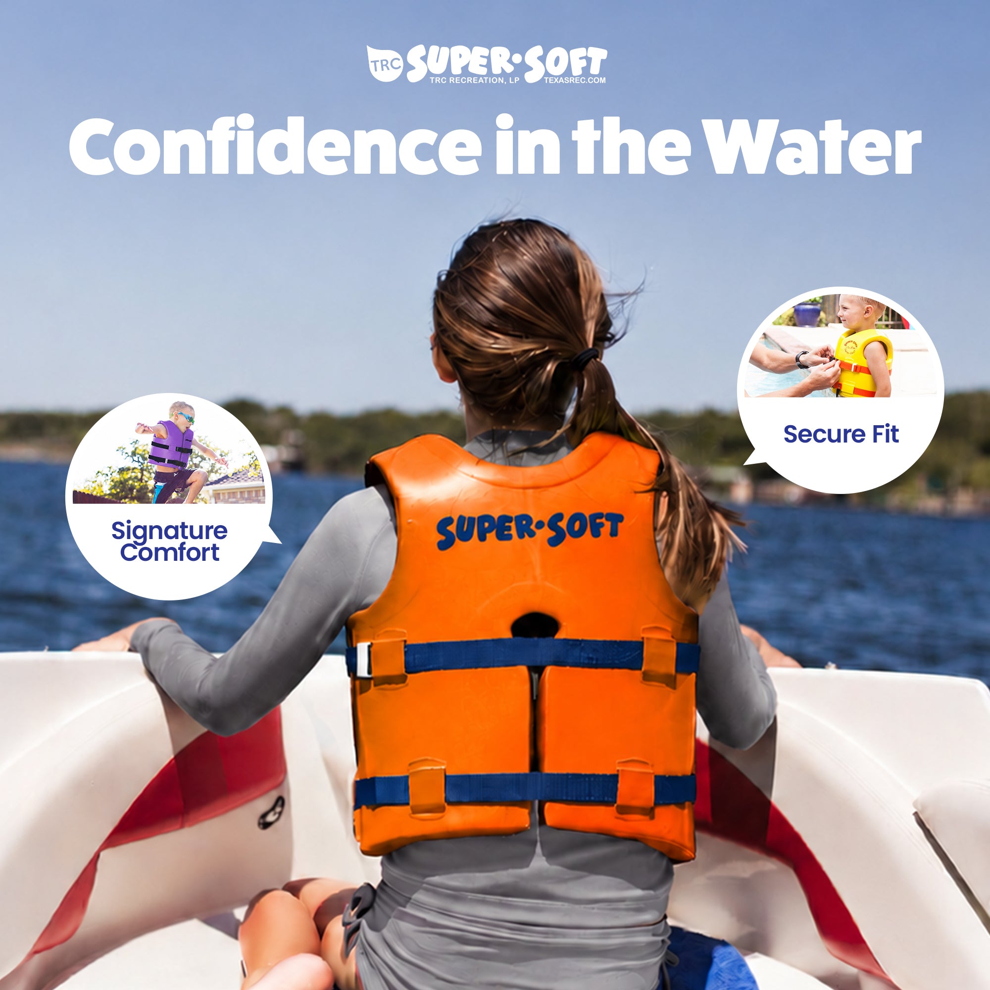 TRC Recreation Super Soft Child Life Jacket Swim Vest, Medium, Sunset Orange