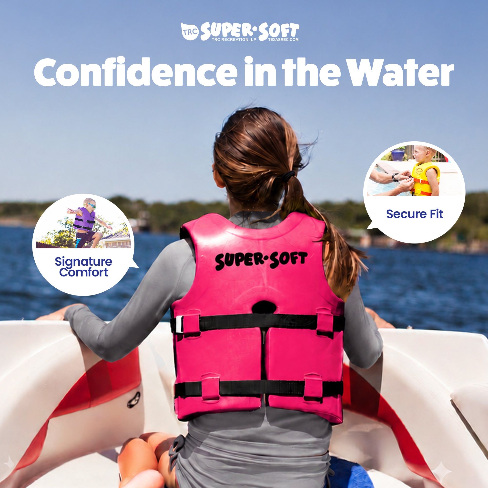 TRC Recreation Super Soft Child Life Jacket Swim Vest, Medium, Flamingo Pink