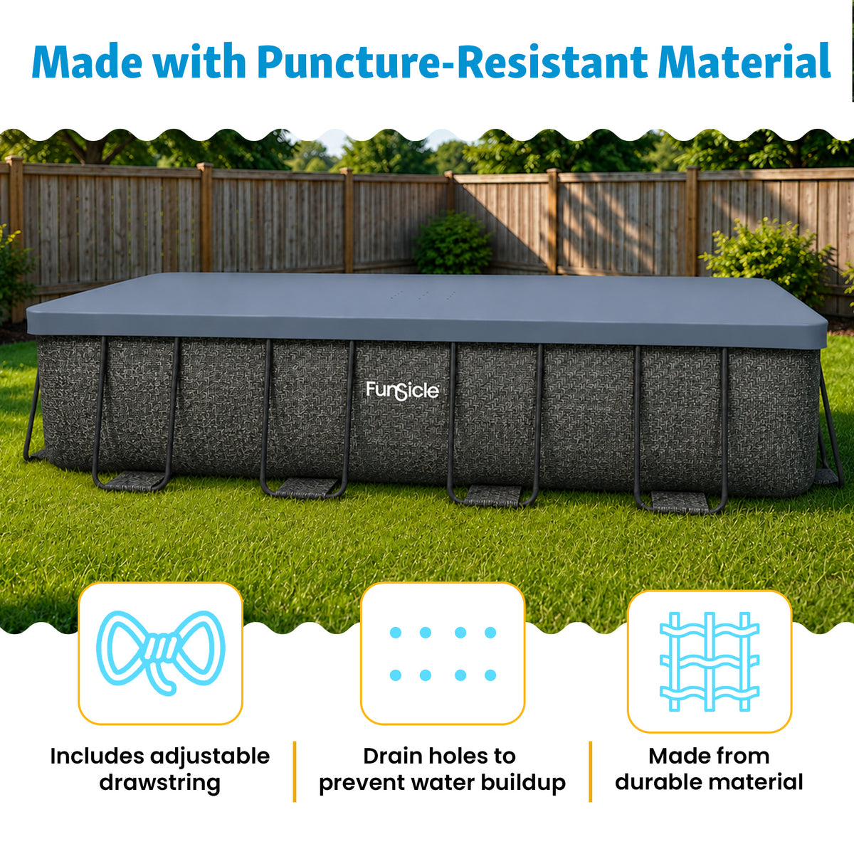 Funsicle 18’ Durable Pool Cover for Oasis and Activity Pools, Gray (Open Box)