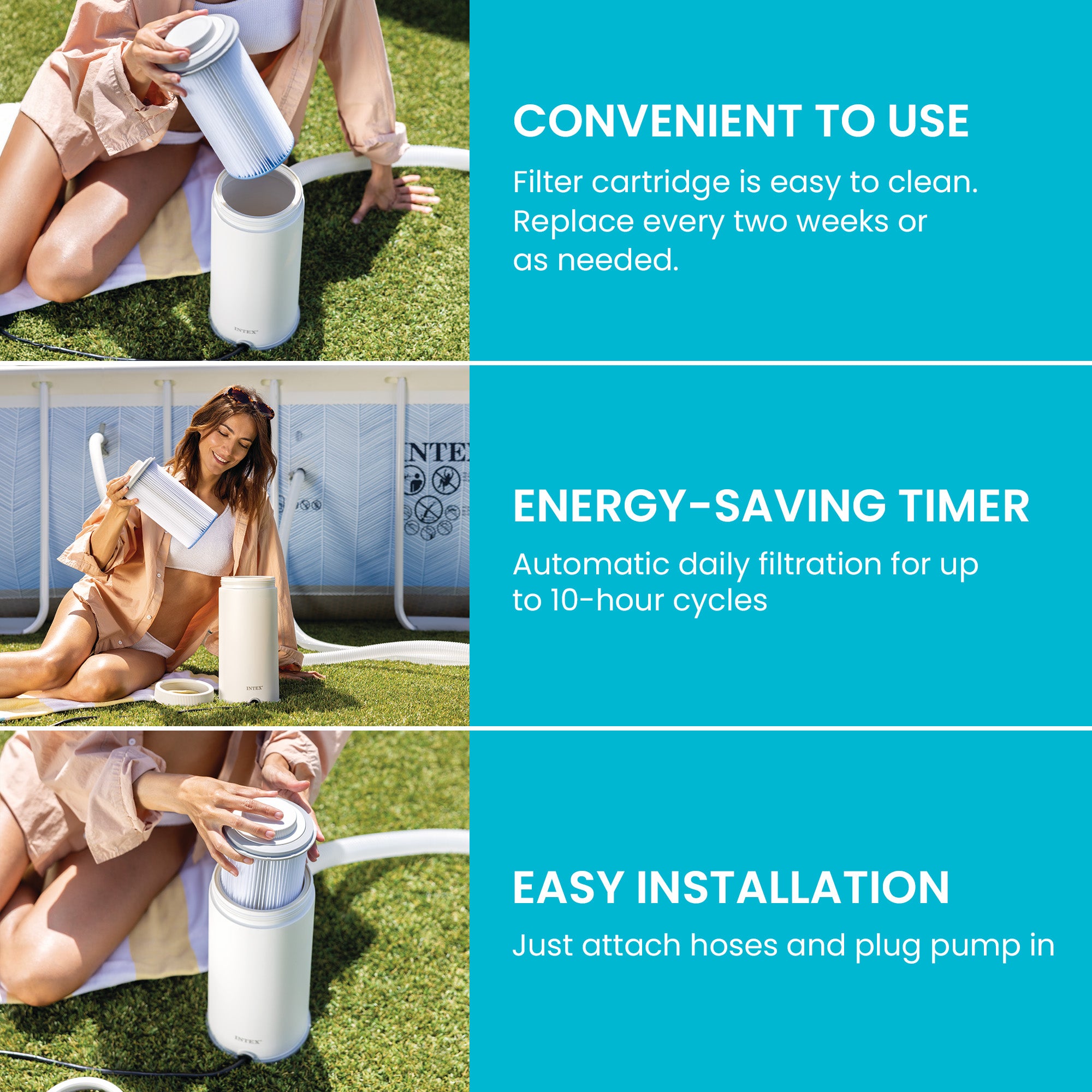 INTEX C530 Cartridge Filter Pump for Above Ground Pools, 530 GPH Pump Flow Rate