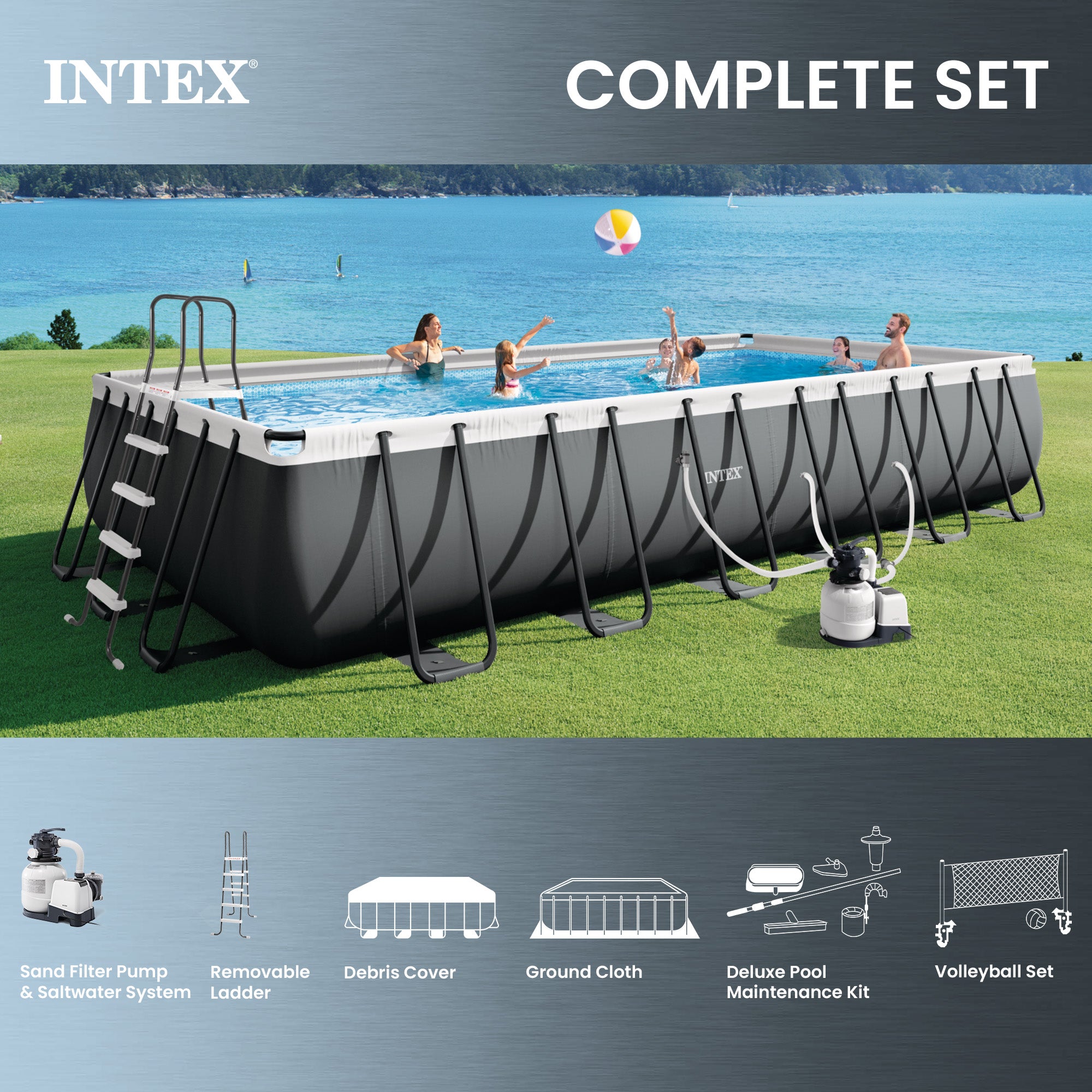 Intex 26367EH 24' x 12' x 52" Rectangular XTR Frame Swimming Pool w/ Filter Pump