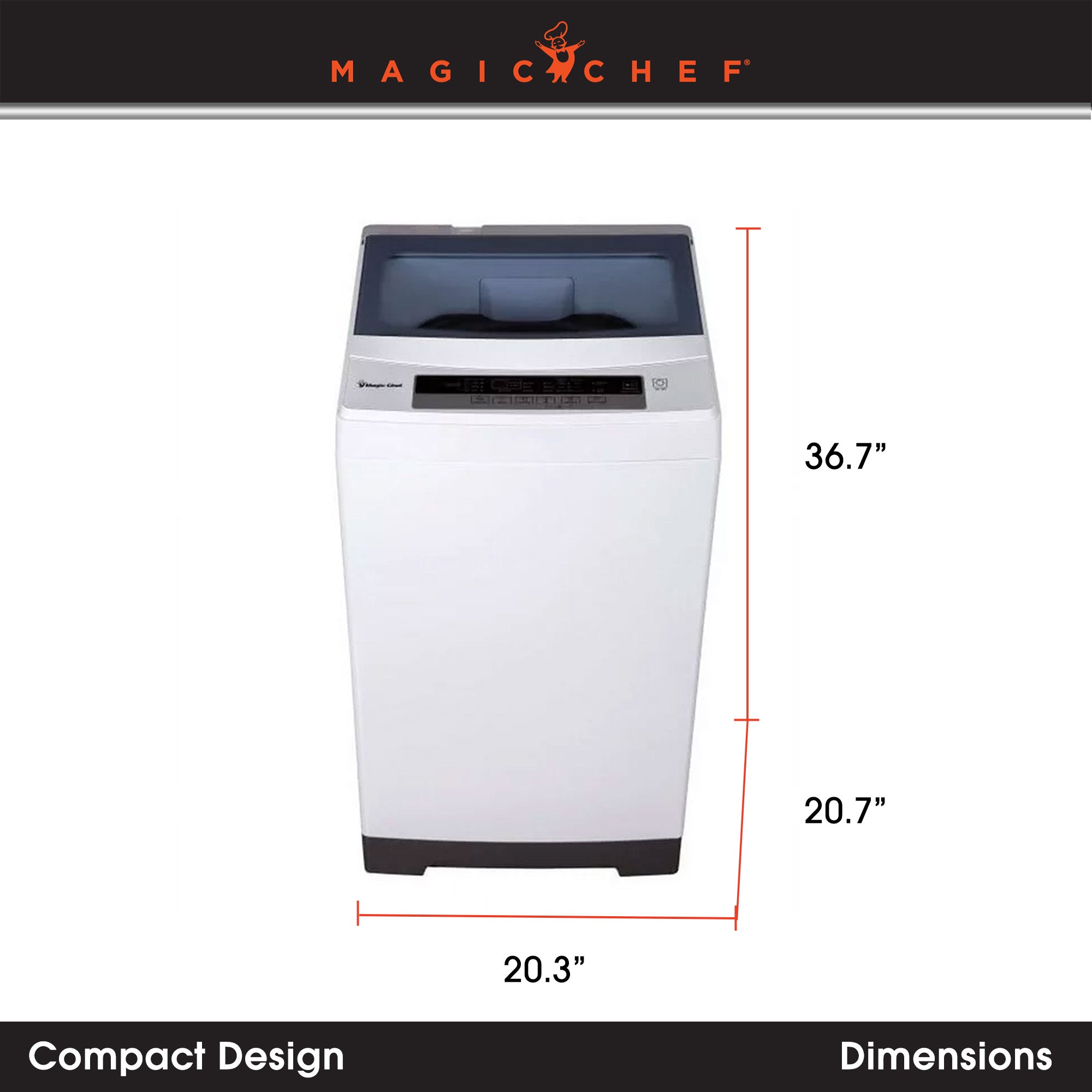 Magic Chef 1.7 Cubic Feet Compact Washing Machine w/6 Cycles, White (Open Box) - VMInnovations