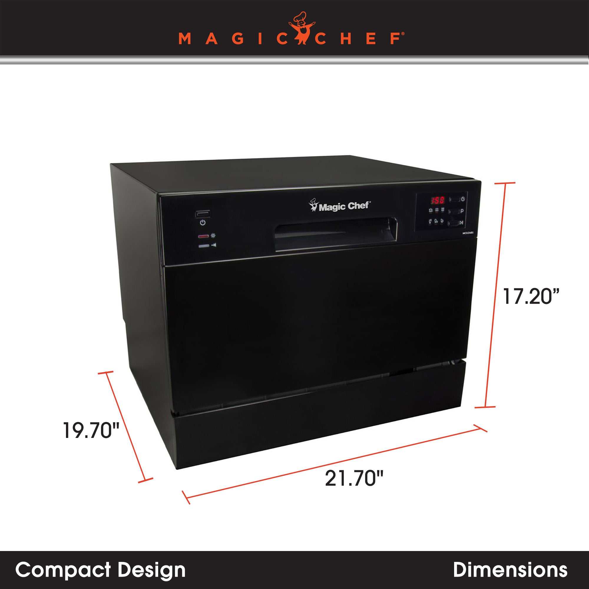 Magic Chef Countertop Portable Dishwasher with Electronic Controls (Open Box) - VMInnovations