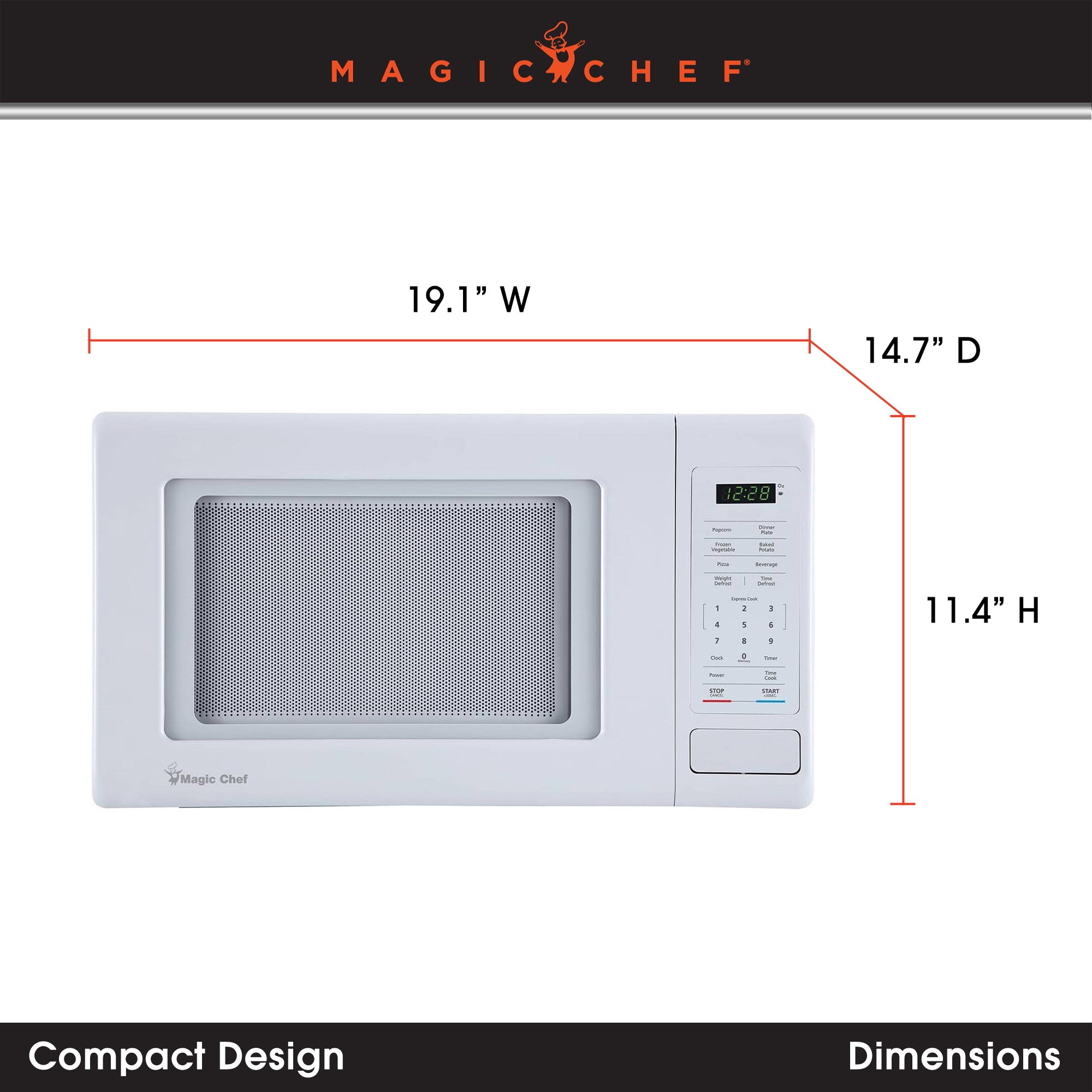 Magic Chef 0.9 Cubic Feet 900 Watt Stainless Microwave Oven, White (Used)