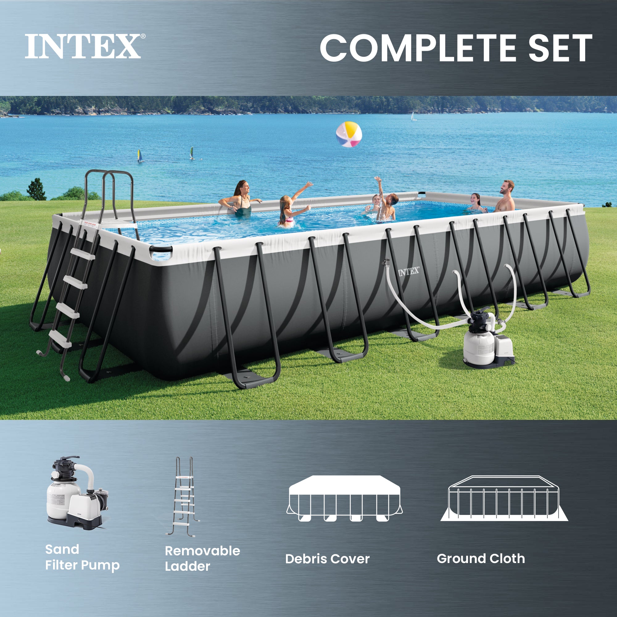 Intex 24'x12'x 52" Rectangular Ultra XTR Frame Swimming Pool w/ Pump(Open Box)