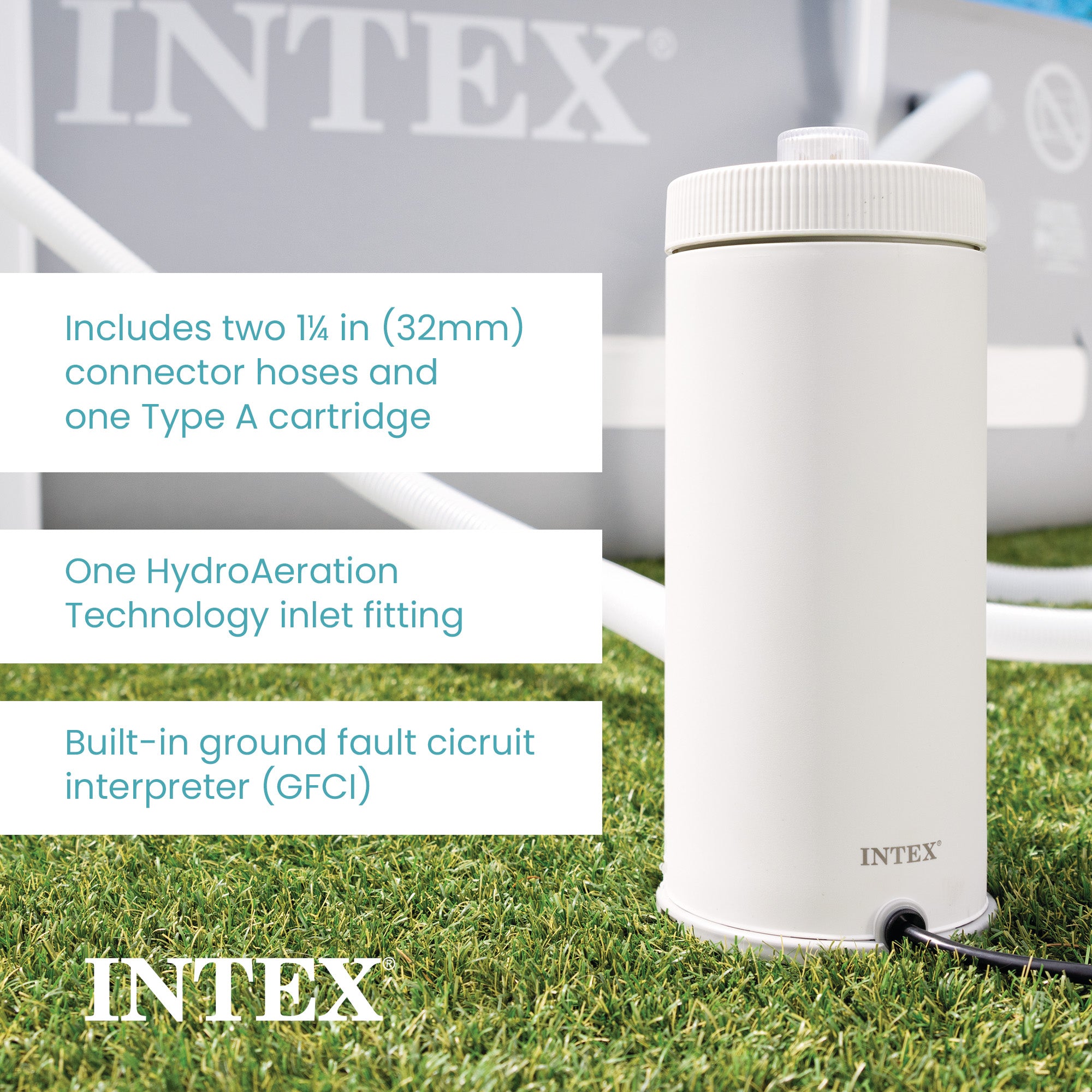 INTEX C1000 Cartridge Filter Pump for Above Ground Pool, 1000 GPH Pump Flow Rate