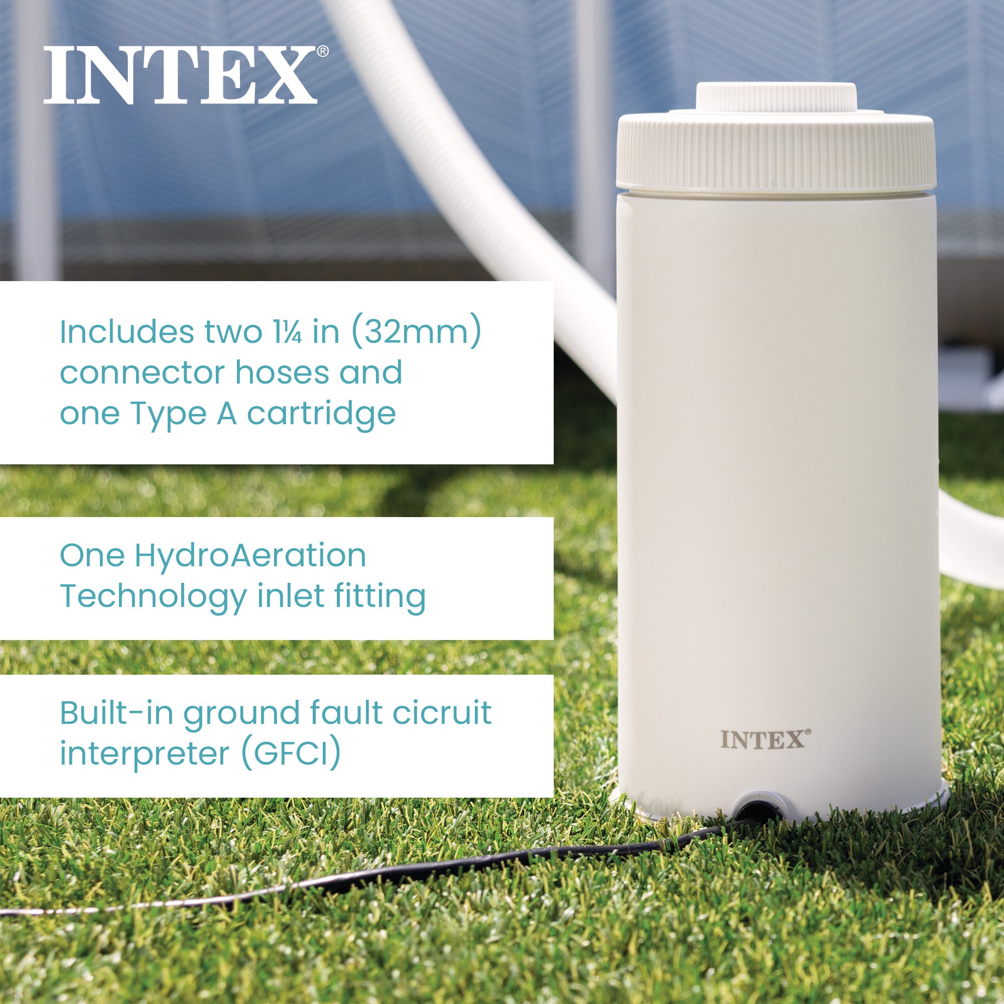 INTEX C530 Cartridge Filter Pump for Above Ground Pools, 530 GPH Pump Flow Rate