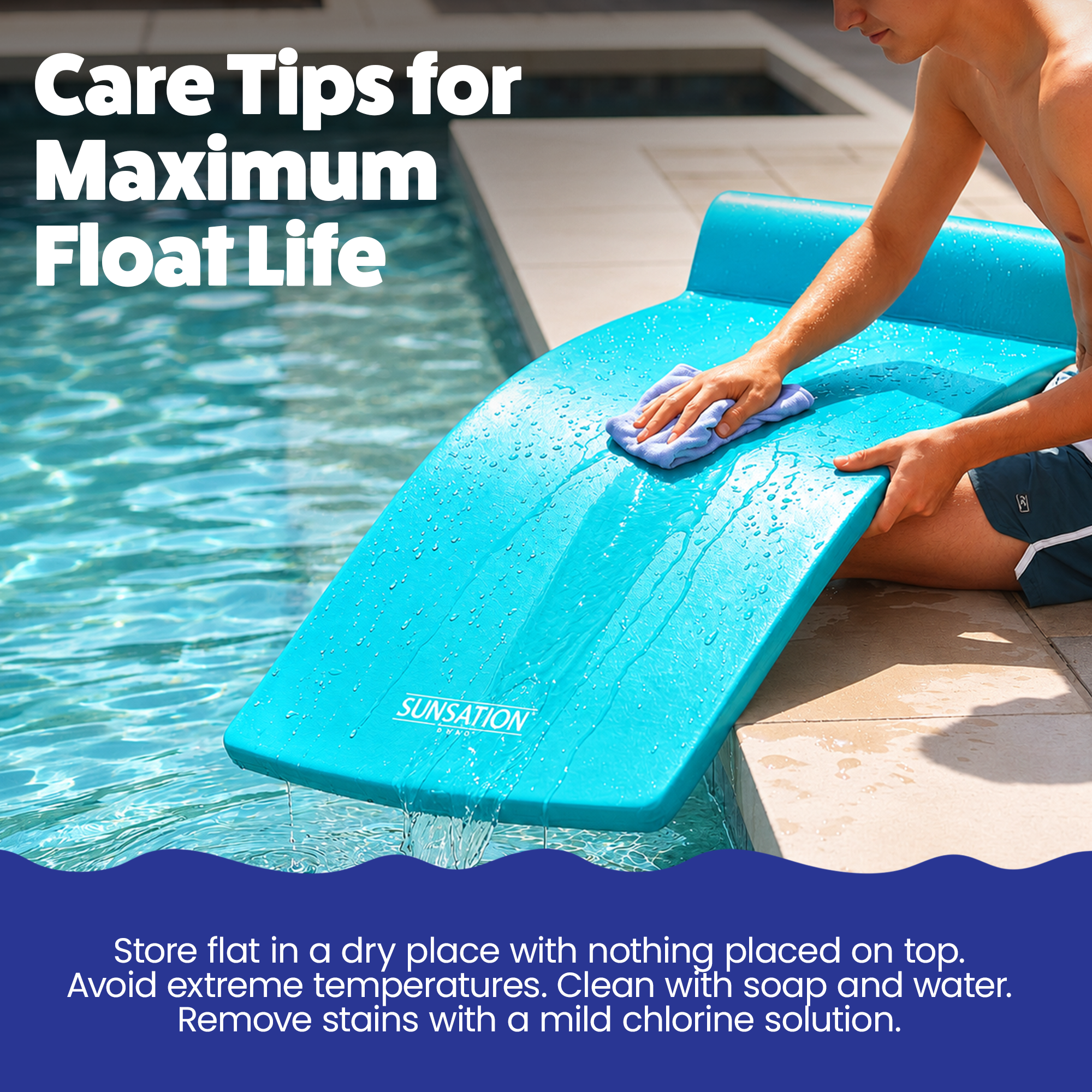 TRC Recreation Sunsation 1.75" Thick Foam Lounger Raft Pool Float, Tropical Teal