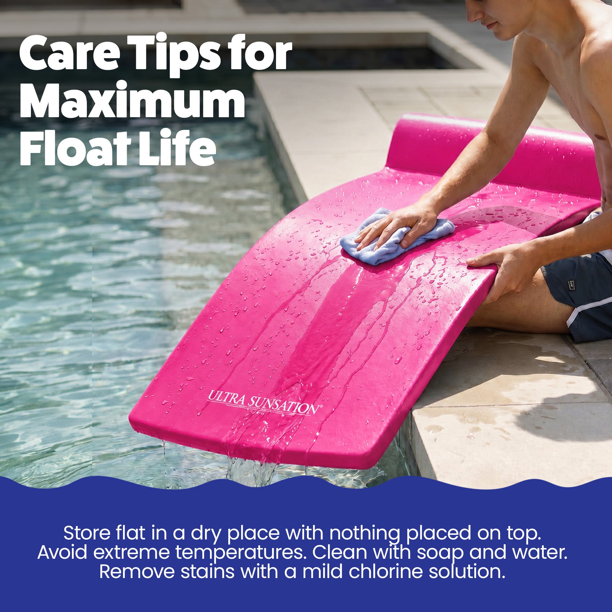 TRC Recreation Ultra Sunsation 2.5 Inch Thick Foam Pool Float Lounge Mat, Pink - VMInnovations