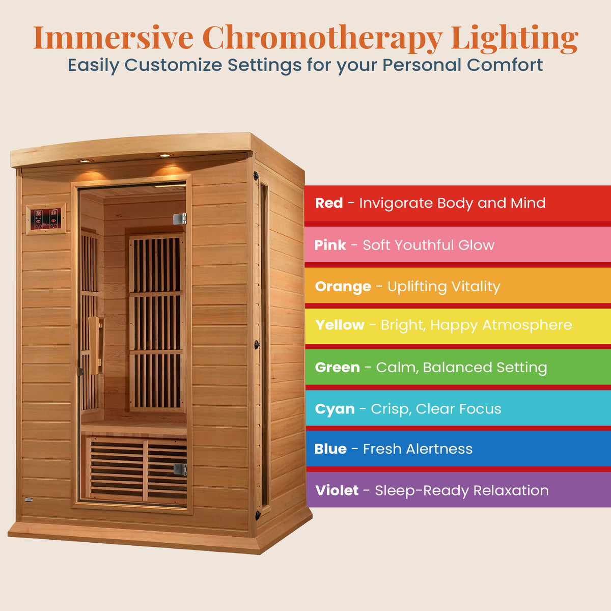Toulouse 2 Person Infrared Sauna w/Speakers, Canadian Hemlock (Open Box)