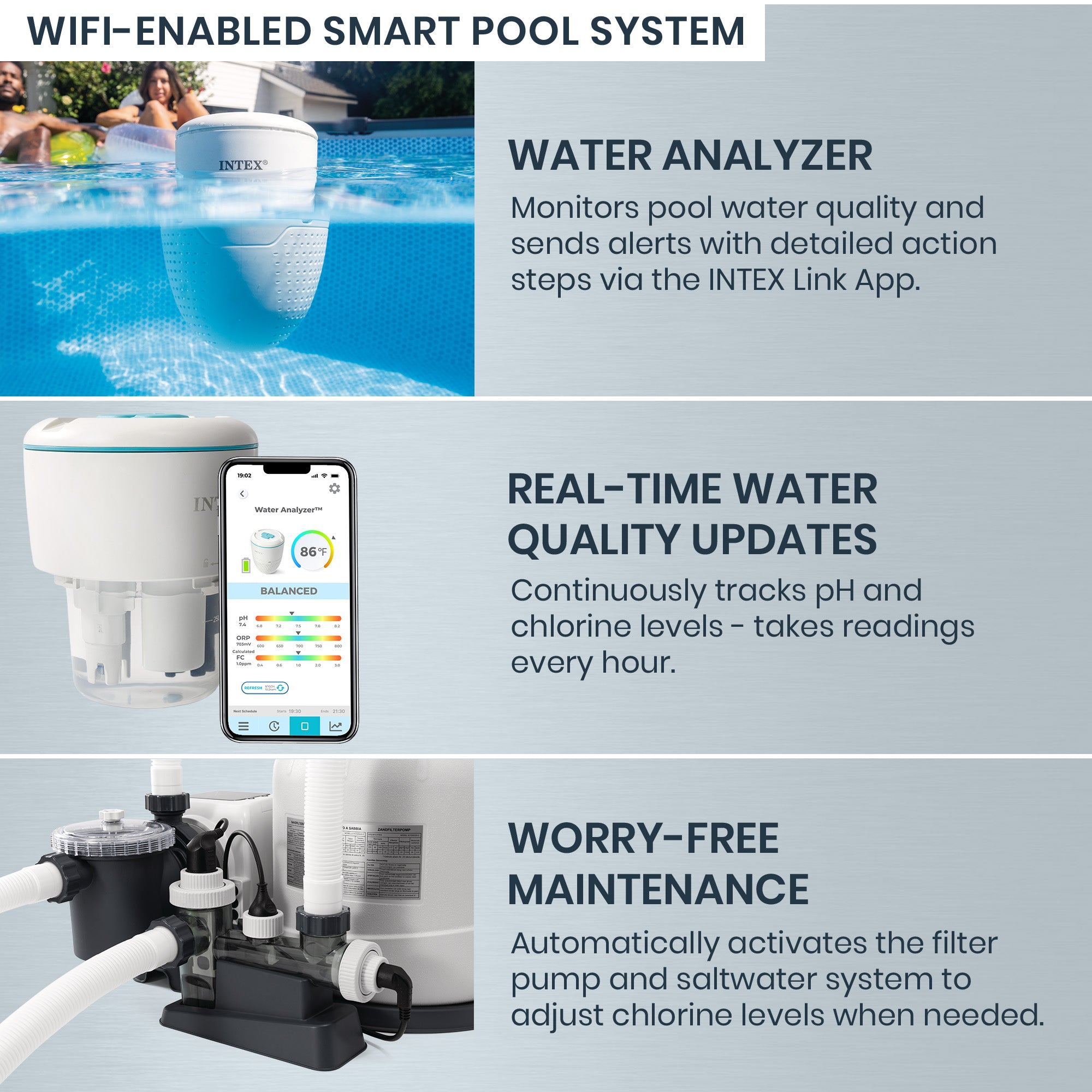 INTEX UltraLuxe 20ft x 52in Above Ground Pool, Sand Pump, & Saltwater System