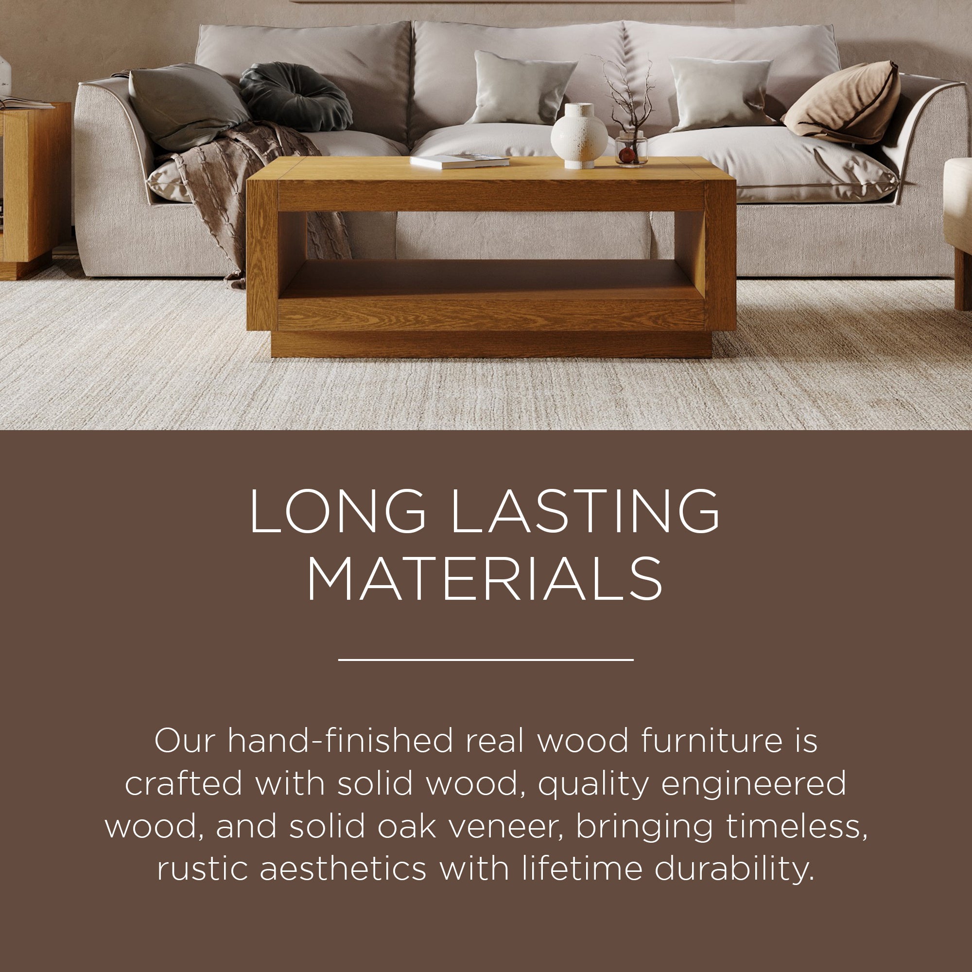 Maven Lane Contemporary Wooden Coffee Table in Refined Natural Finish (Used) - VMInnovations