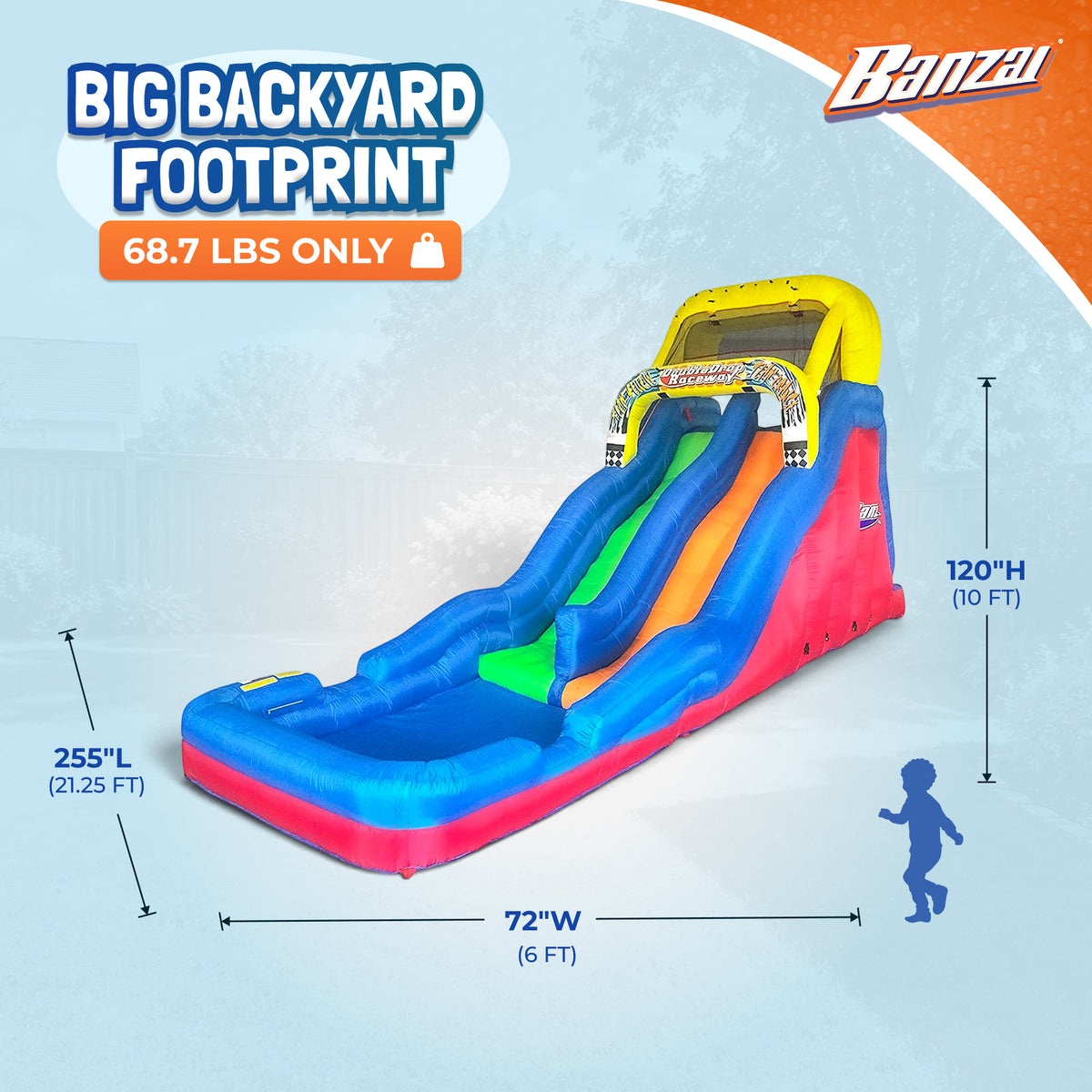 Banzai Double Drop Raceway 2 Lane Inflatable Kids Bounce Water Slide (Used)