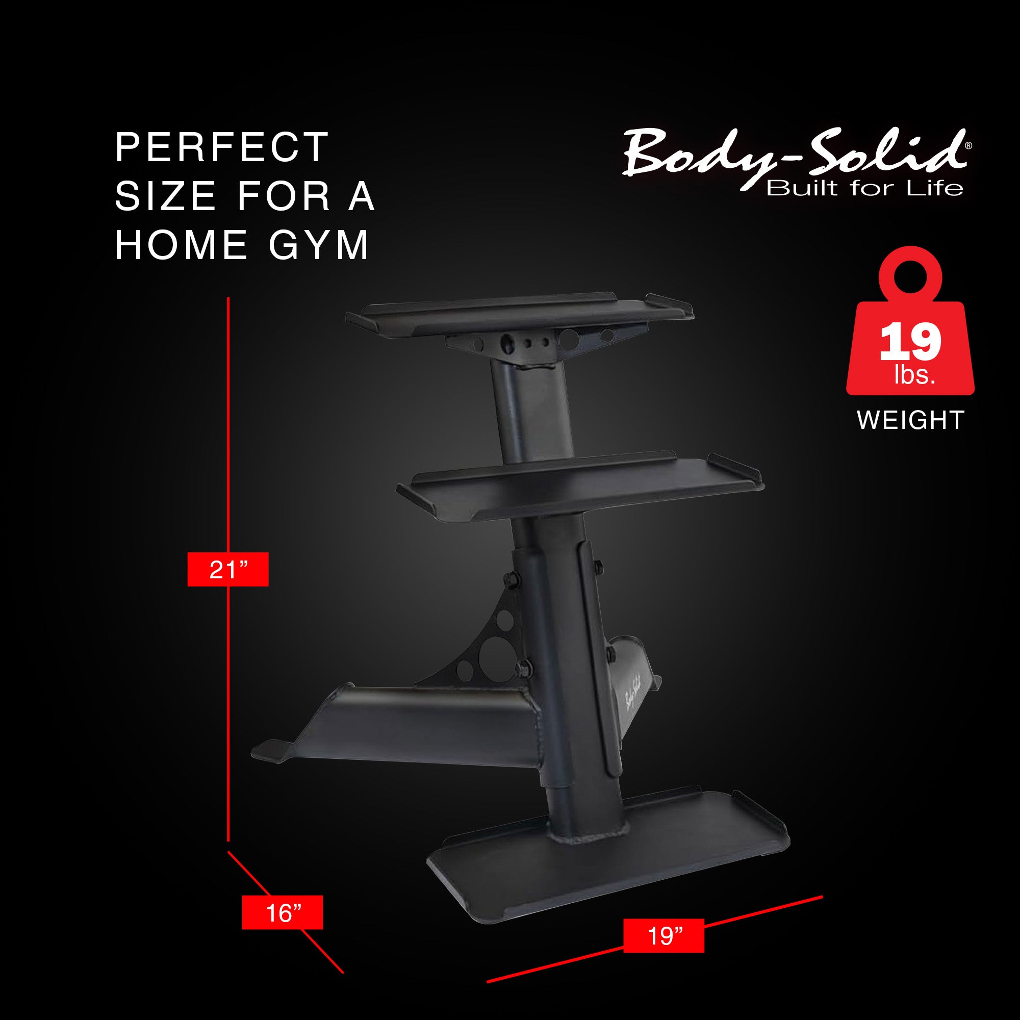 Body Solid Modern Compact 3 Tier Kettlebell Rack with Alloy Steel Frame, Black - VMInnovations