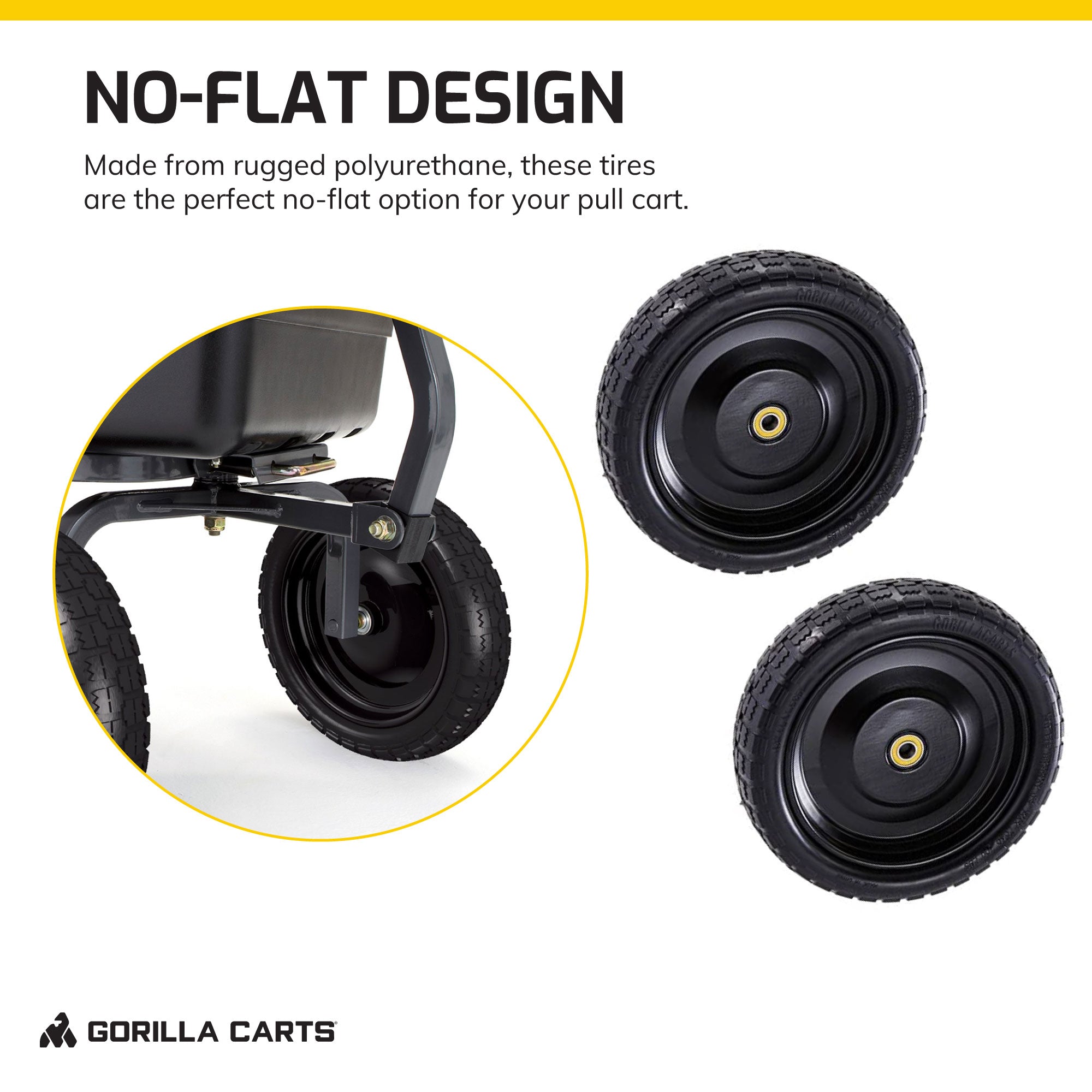 Gorilla Carts 10" No Flat Replacement Tire for Utility Cart, 2 Pack (For Parts) - VMInnovations
