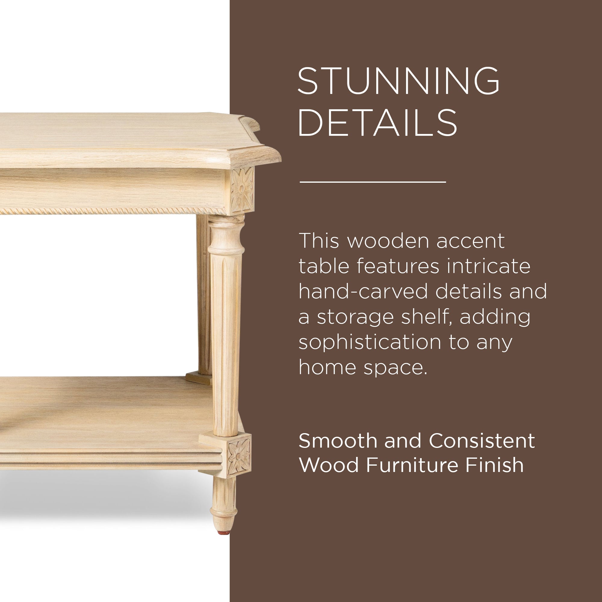 Maven Lane Pullman Traditional Square Wooden Side Table in Antiqued White Finish (For Parts) - VMInnovations