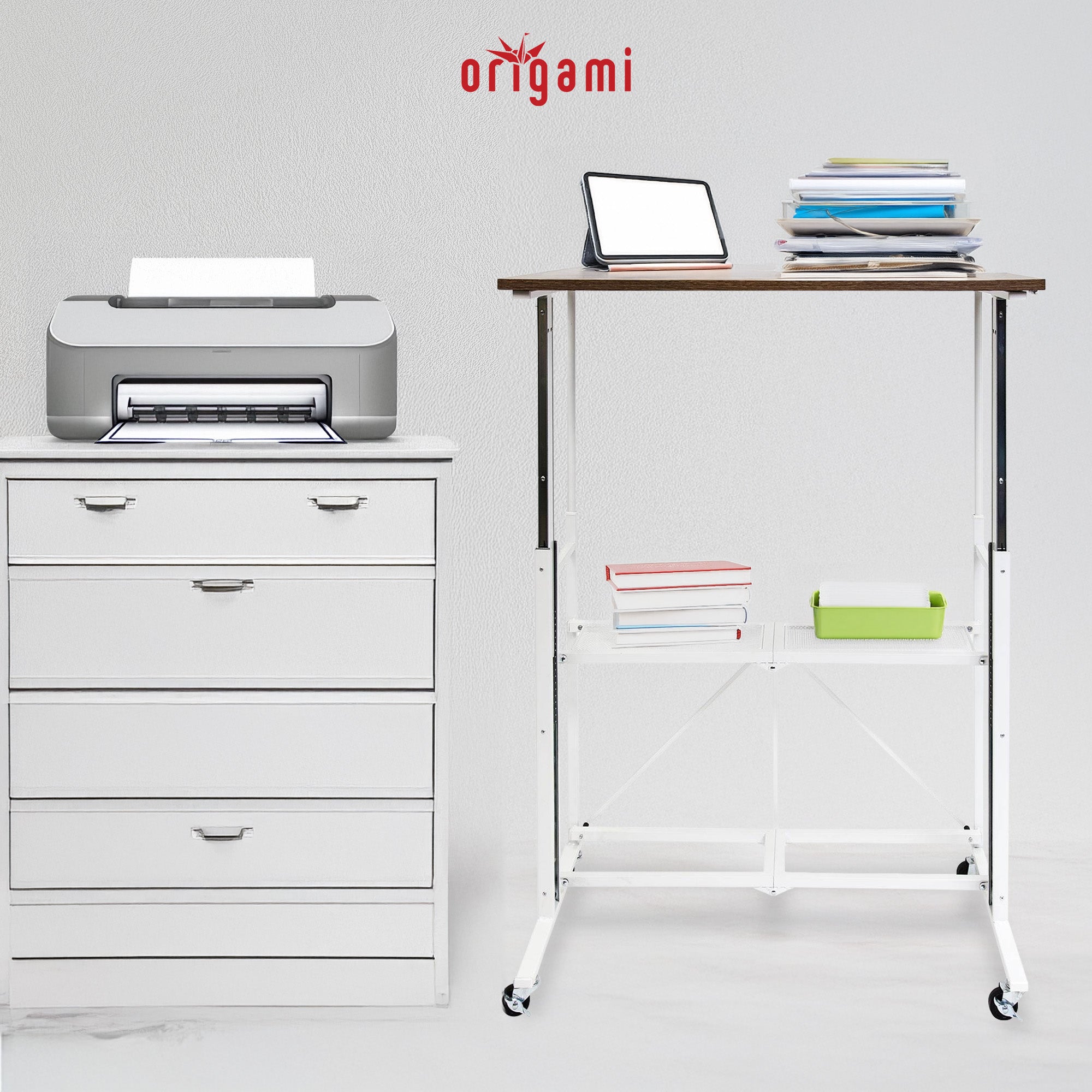 Origami Sit or Stand Adjustable Standing Work Home Office Desk, Slim (Used) - VMInnovations