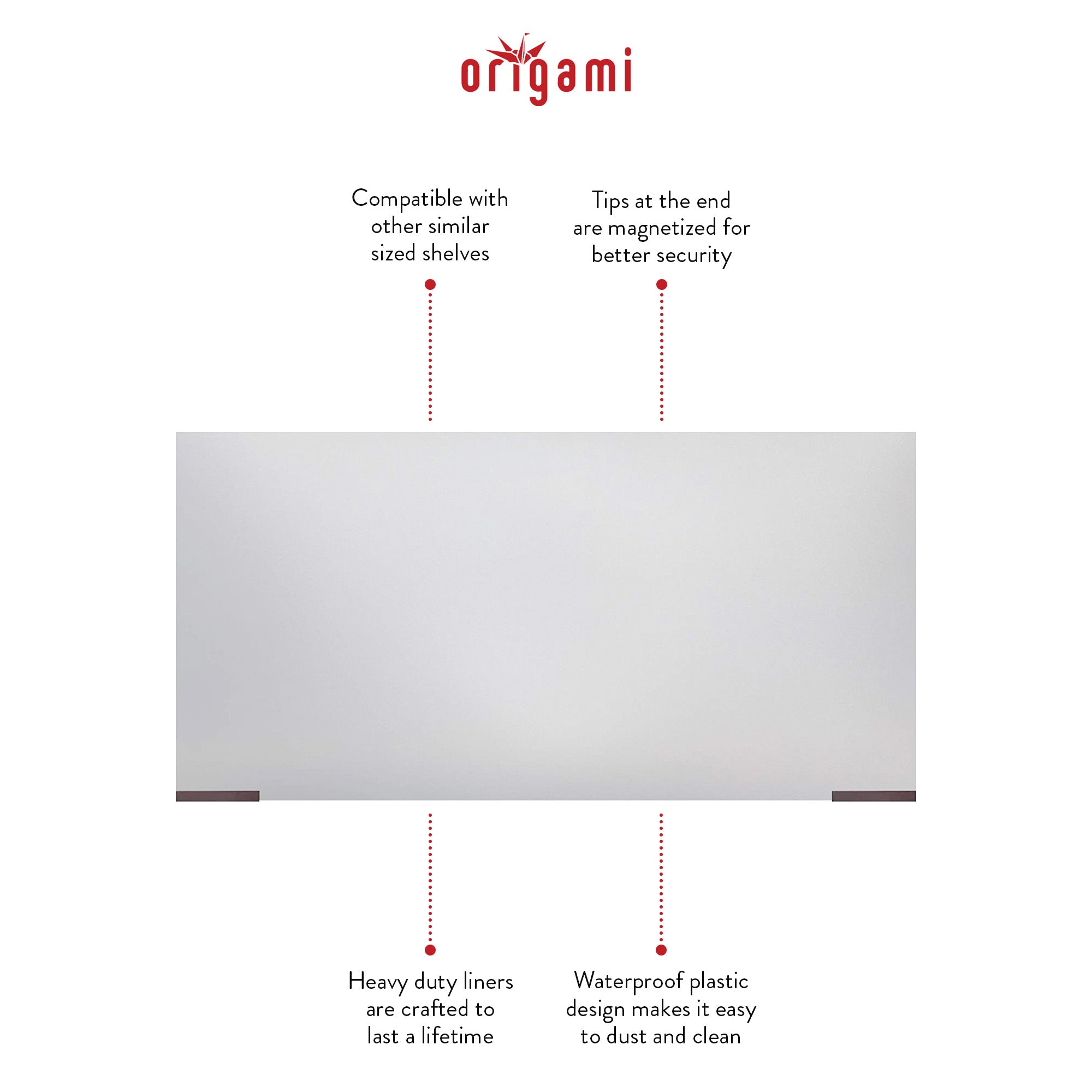 Origami Magnetic Wire Shelf Liners for R4/R5 Series Storage Racks, (Set of 4)