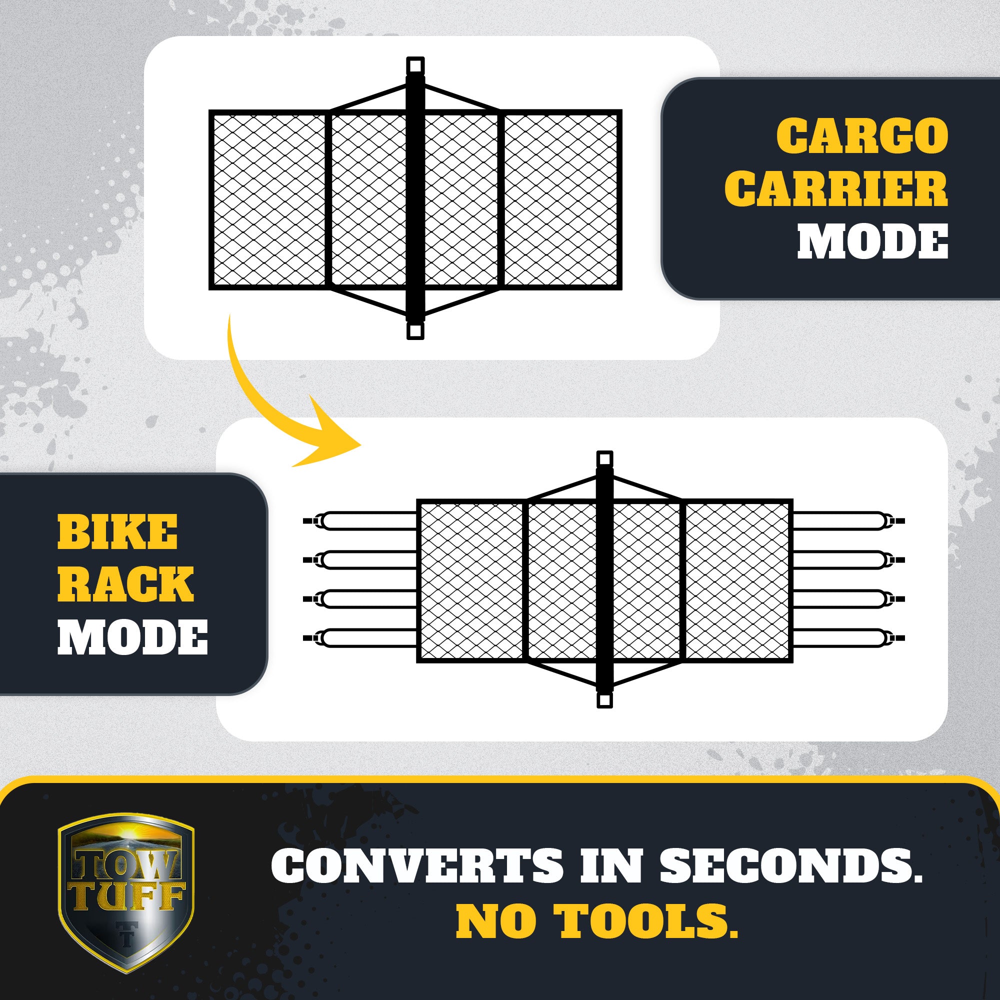 Tow Tuff 62-Inch Steel Cargo Carrier Trailer with Bike Rack (Open Box) - VMInnovations