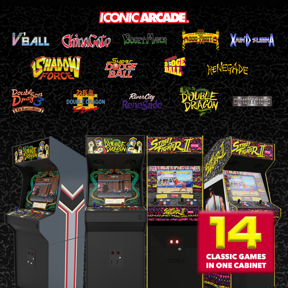 Iconic Arcade Double Dragon XT Arcade Machine with 14 Games, 19.5-Inch Screen