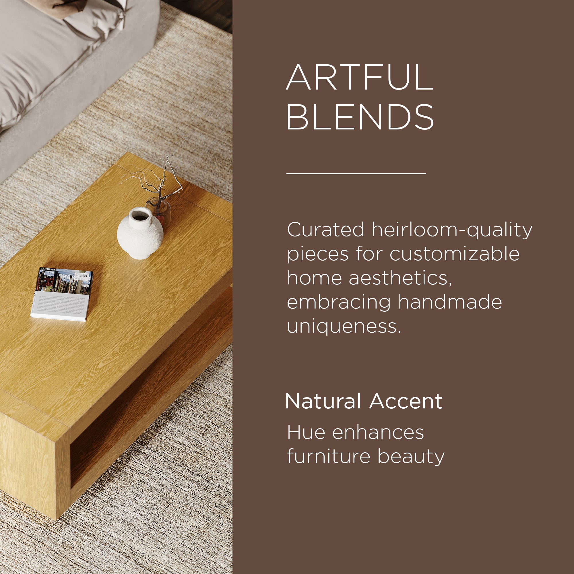 Maven Lane Contemporary Wooden Coffee Table in Refined Natural Finish (Used) - VMInnovations