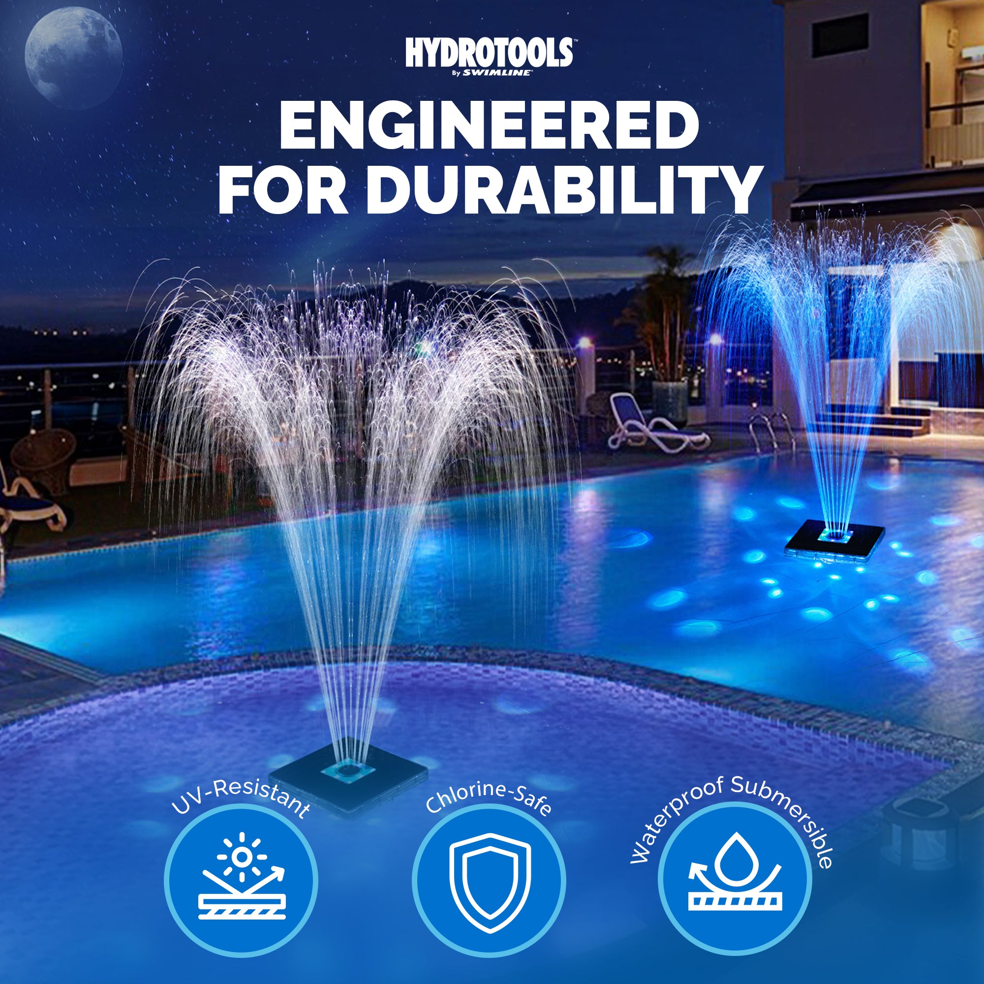 Swimline Hydrotools Solar Power Floating Pool Fountain, Underwater Lights (Used)