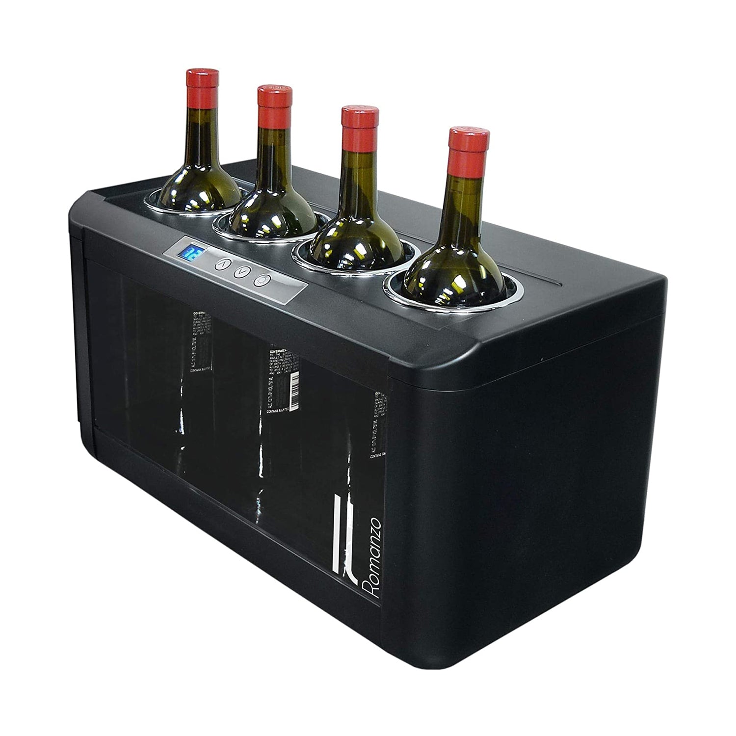 Vinotemp Romanzo 4 Bottle Thermoelectric Open Wine Cooler, Black (Open Box)