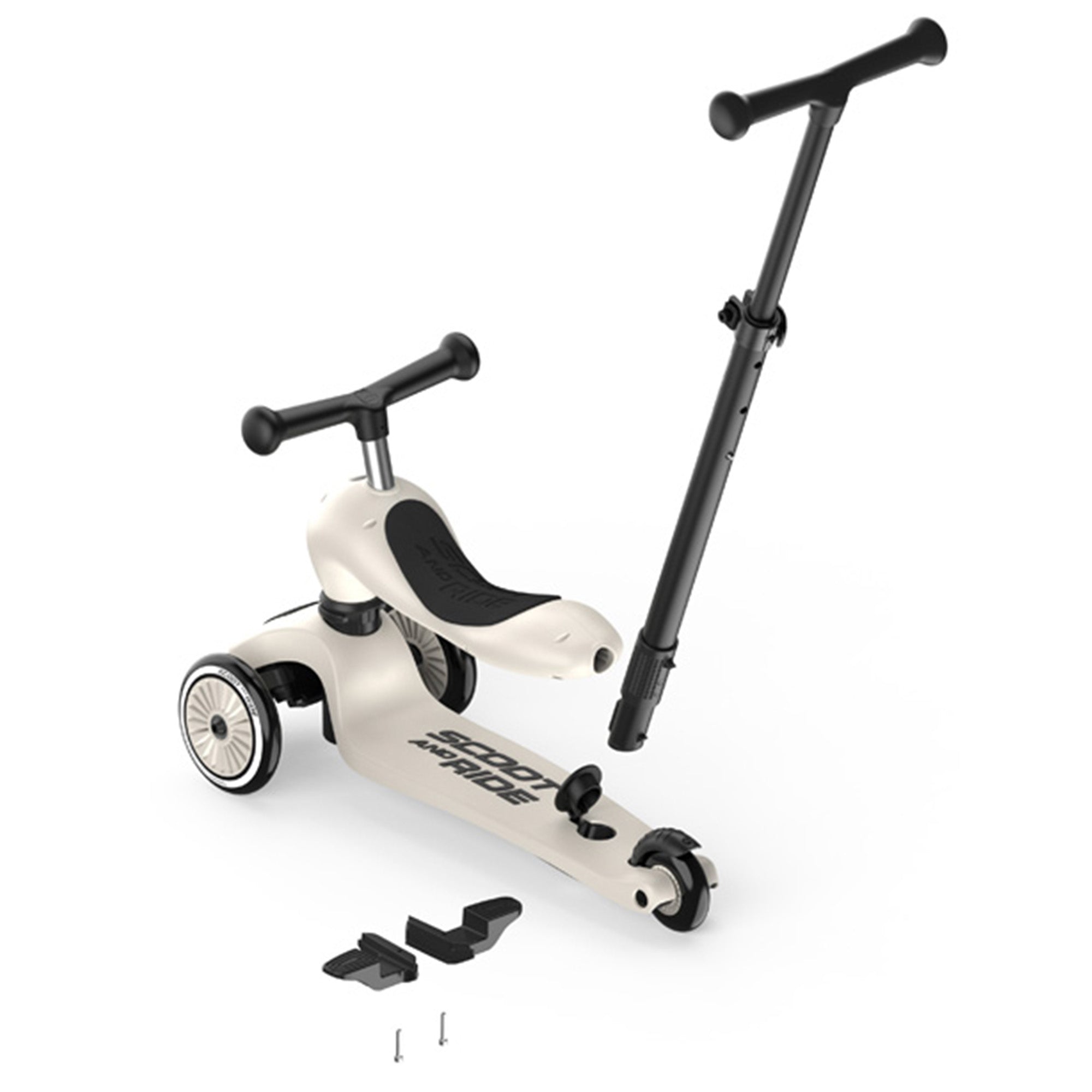 Scoot & Ride 2-in-1 Kids Scooter with Push Bar, Highwaykick 1 Push & Go, Ash - VMInnovations