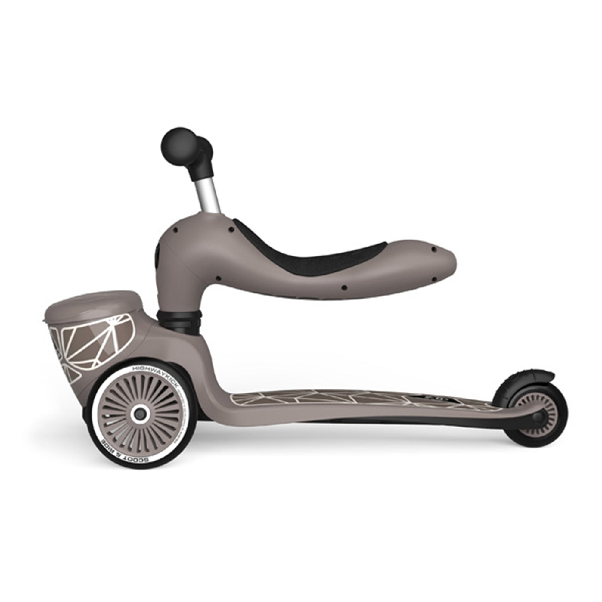 Scoot & Ride 2-in-1 Kids Scooter with Basket, Highwaykick 1 Lifestyle, Brown - VMInnovations